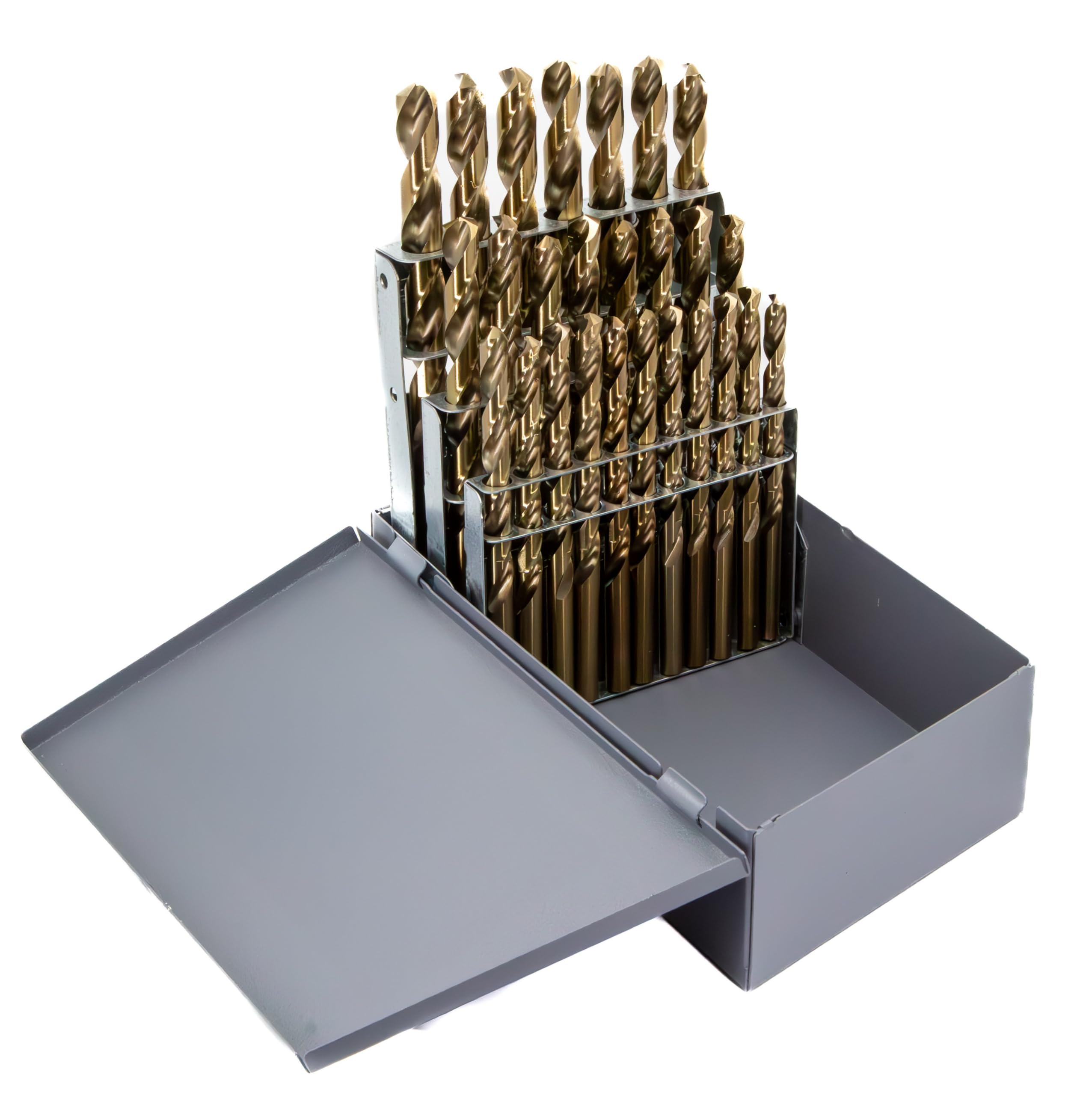 Drill America D/ASTCO Series - Juego de brocas para máquina de perforación de cobalto (26 - 60 piezas, 1/16" - 1/2", #1-60, A-Z), punto dividido de 135 grados, acabado en óxido de oro, vástago redondo, "A" - "Z", 1