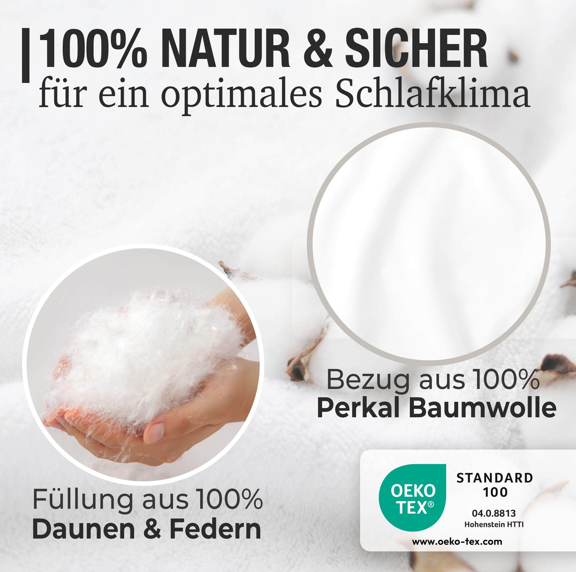 KNERST® 4 Jahreszeiten Bettdecke 135x200 - Federbettdecke - Bettdecken Set mit Sommerdecke & Übergangsdecke - Winterdecke 135x200 - mit 90% Federn & 10% Daunen