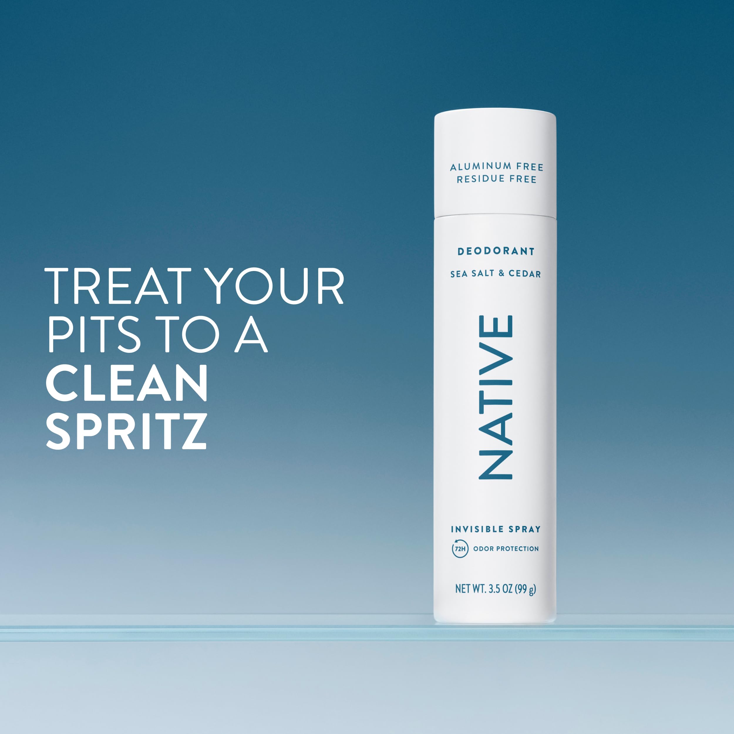 Native Deodorant & Body Spray, Sea Salt & Cedar, 72-Hour Odor Protection for Underarms & Body, Aluminum Free, Dries Instantly, 3.5 oz