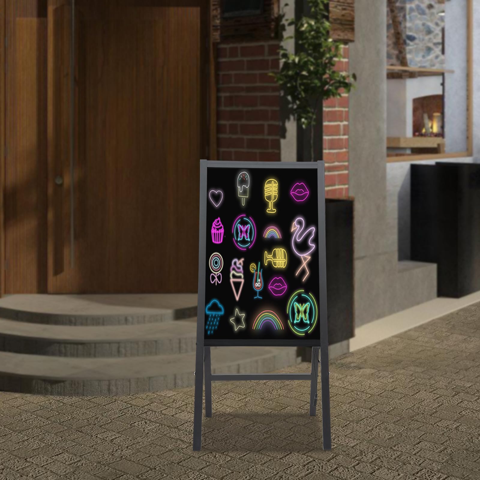 Kreidetafel Aufsteller, LED-Anzeigetafel -7 Lichtfarben und 11 Blinkmodi-8 fluoreszierende Marker-Werbetafel, Schreibtafel Klein Buffet Schilder für Restaurant Café Hochzeit Party (40x60cm)