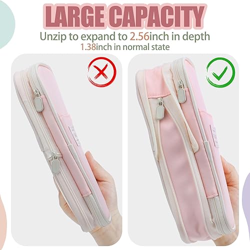 Miniatura 4 de Teling 37 piezas de suministros estéticos para el regreso a clases con bonito estuche para bolígrafos, 12 marcadores pastel, 12 lápices mecánicos de