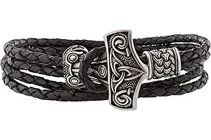Viking Armbands for Men | Embossed Snake Arm Bands - Thor's Hammer Wristband Protection