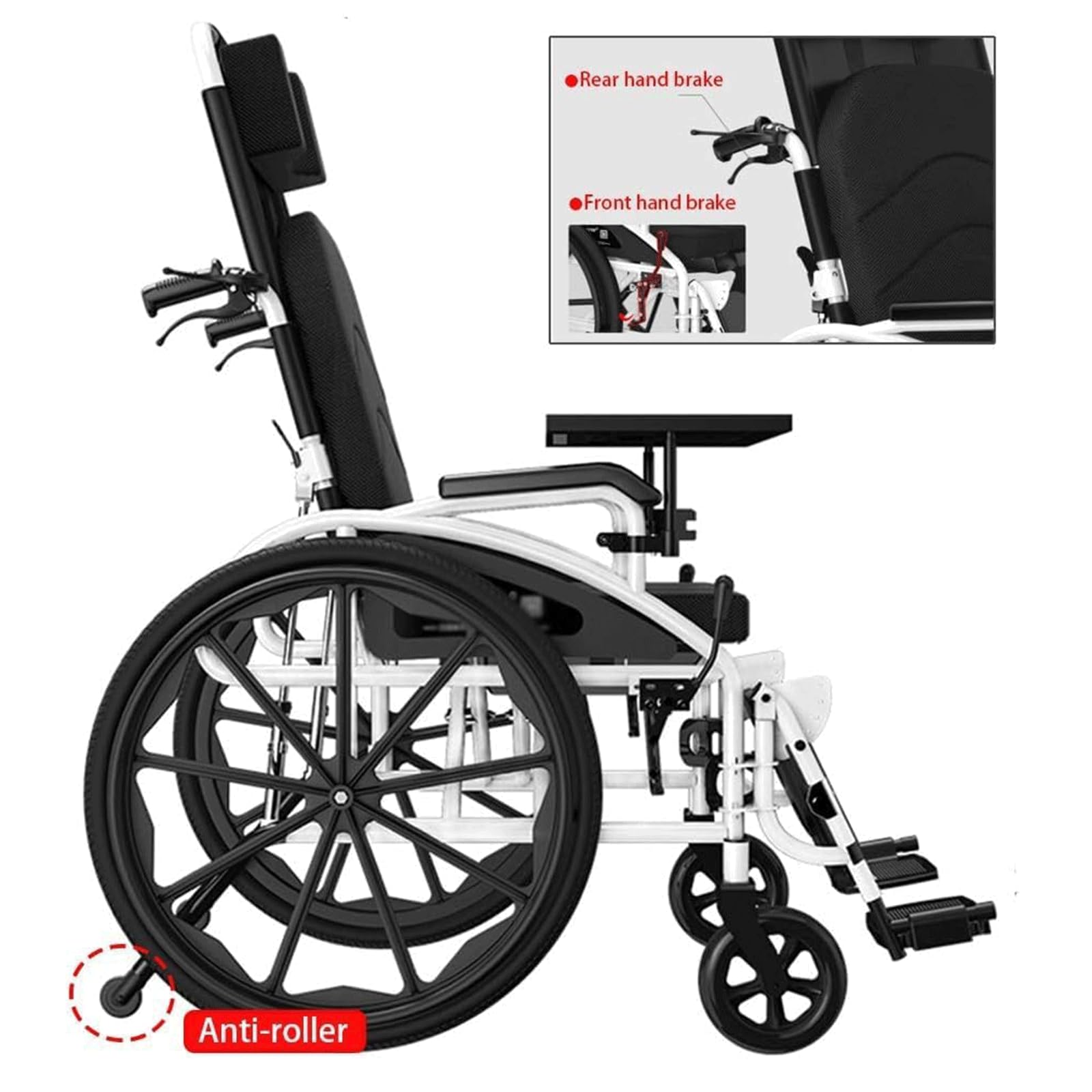 Silla de Ruedas Silla de Ruedas Ligera con reposacabezas, Silla de Ruedas Plegable para Transporte, Silla de Ruedas eléctrica, Ruedas traseras Grandes portátiles de 18 Pulgadas Portátil