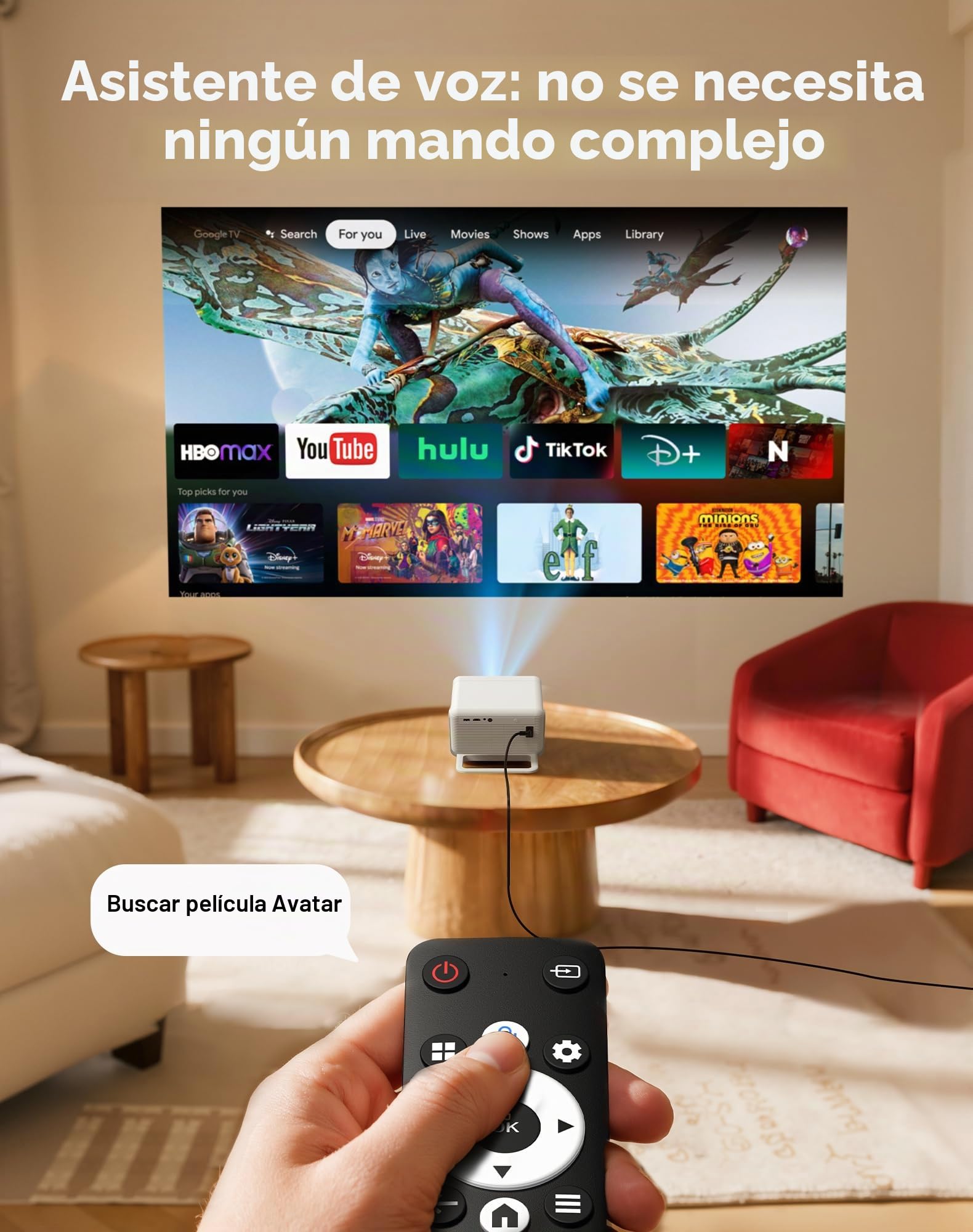 Proyector Xgody con certificación Netflix, resolución nativa 1080P, Compatible con 4K, 700 ANSI, Enfoque automático y Asistente de Voz. Proyector Inteligente N6PRO, WiFi 6, Bluetooth 5.4.