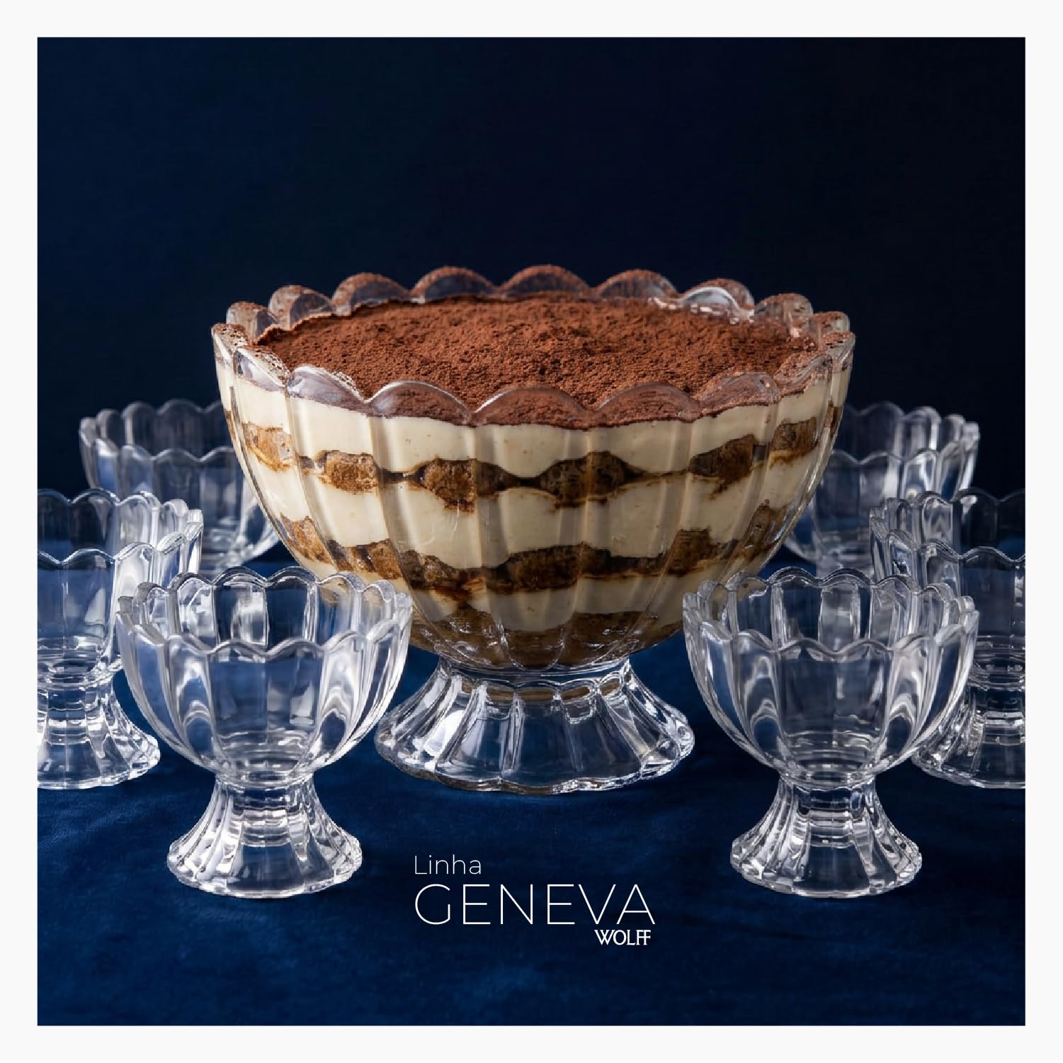 英国　ダヴグレイフェリシティーパスタボール WOLFF - Conjunto 7 Peças Bowl com 6 Taças para Sobremesa Geneva 1