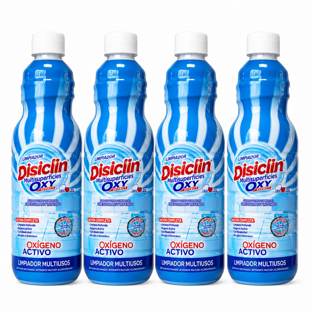 Disclin Oxígeno Activo Limpiador Multisuperficies Concentrado 1L | Pack 4 Unidades | pH Neutro | Sin Lejía | Higiene Total | RASMACOR