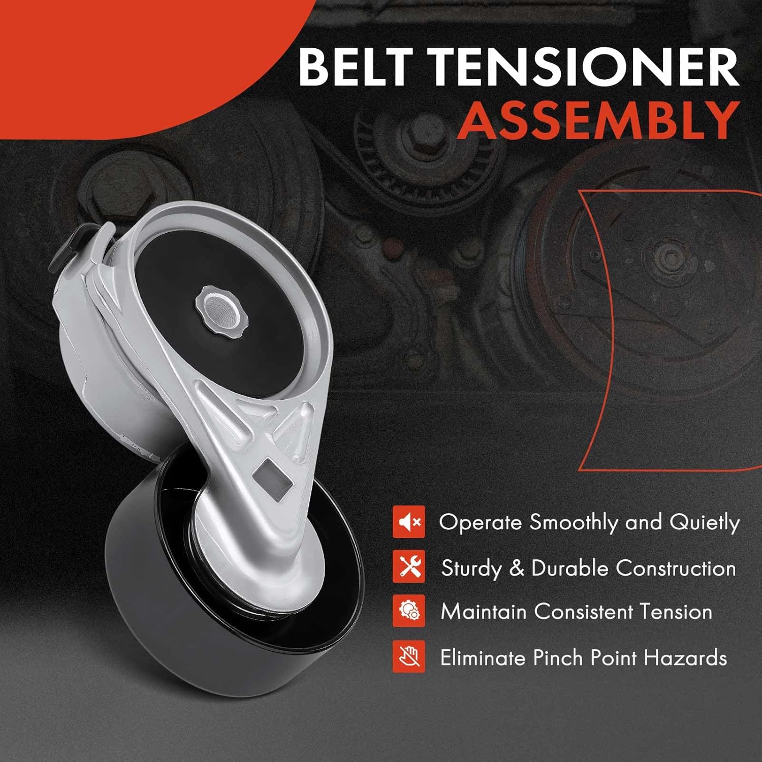 A-Premium Belt Tensioner Assembly with Pulley Compatible with Chevrolet Silverado 2500 HD, Silverado 3500 & GMC Sierra 2500 HD, Sierra 3500, 2001, 6.6L, Replace# 8973008570, 8972220214