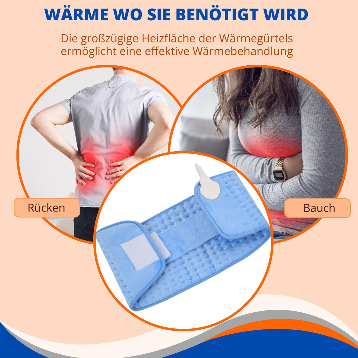 Syntrox Germany Elektrischer Wärmegürtel Kodiak, Heizgürtel, 3 Temperaturstufen, 100 Watt, 68 cm x 28 cm, Klettverschluss, Automatische Abschaltung, Verspannungen lindern