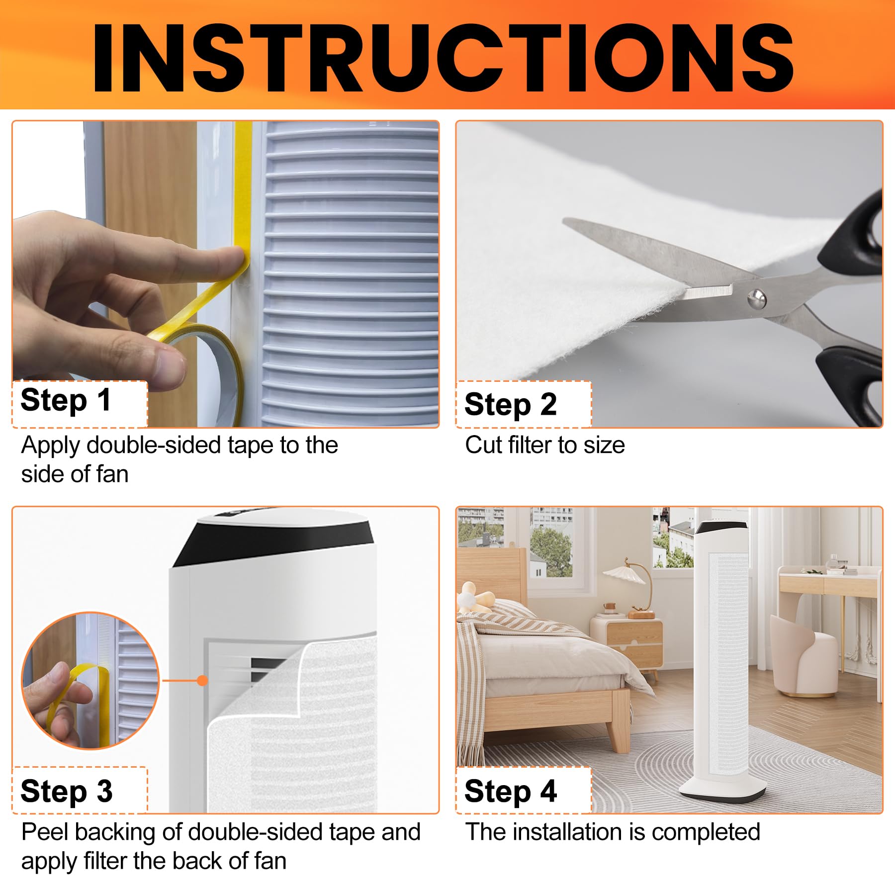 Filtro de aire universal para ventilador de torre, filtros de flujo de aire fácil, diseño flexible de fácil ajuste, captura el polvo de aire, compatible con la mayoría de ventiladores de torre 6