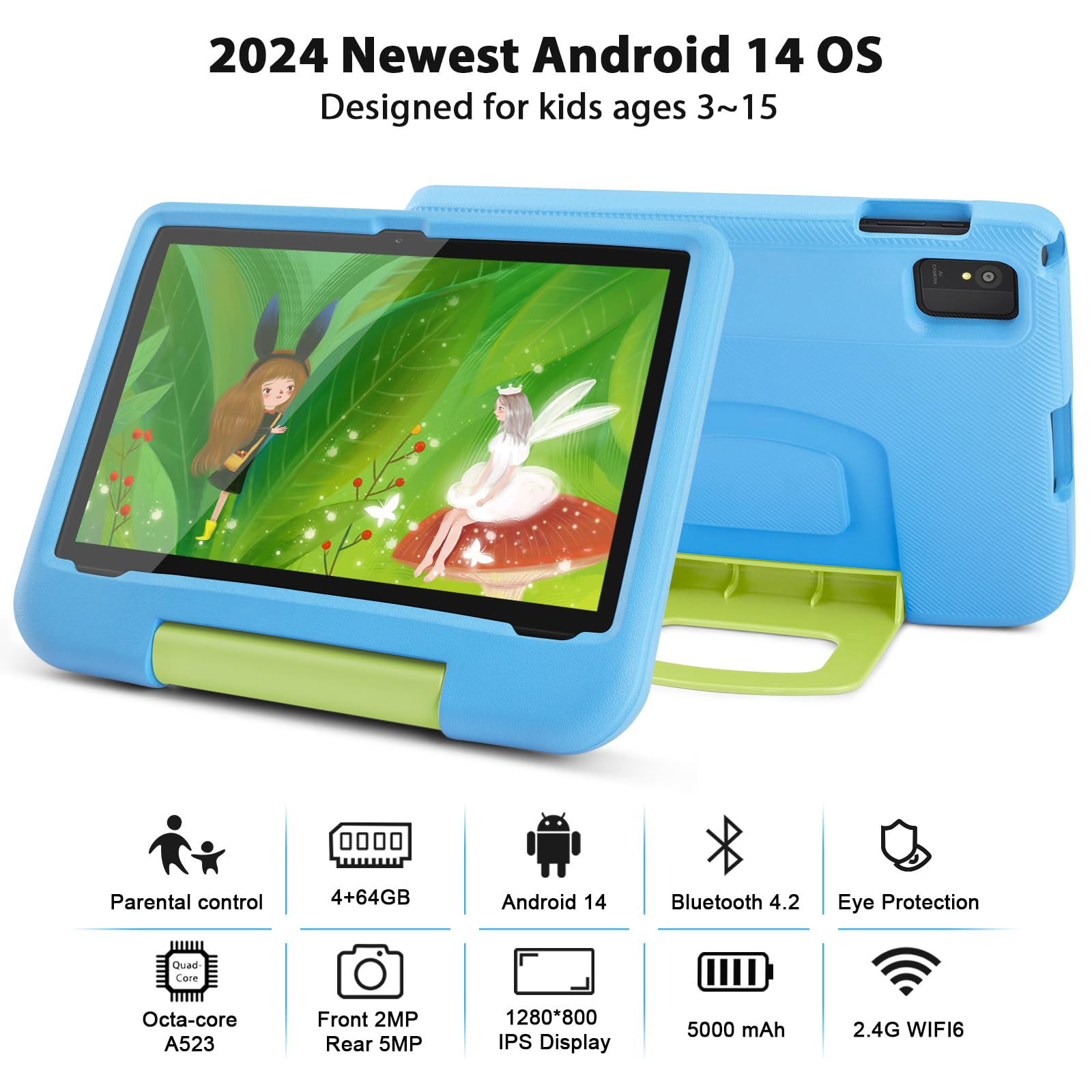 Kids Tablet - 10 Inch Android 14 Kids Tablet, Octa-Core 4+64GB