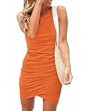 BTFBM Women Summer Dresses 2026 Sleeveless Tank Ruched Bodycon Sundresses for Women Party Beach Mini Casual Spring Dress