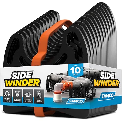 Camco Sidewinder 10-Ft RV Sewer Hose Support - Features Flexible Telescoping Design for Avoiding Obstacles & Deep Cradles Secure RV Sewer Hose - Out-of-the-Box Ready & Folds for RV Storage (43031)
