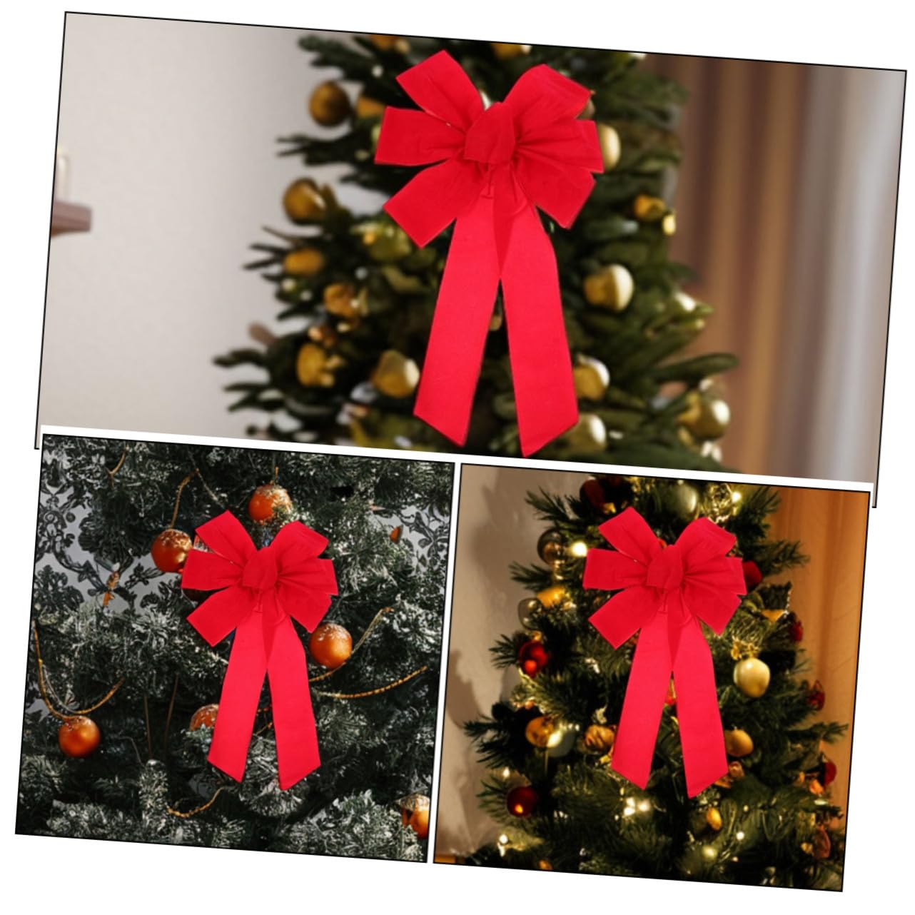 Cabilock 10pezzi Fiocchi in Velluto Rosso Gigante per Decorazione di Albero di Natale Ornamento da Appendere per Feste Matrimonio Casa Fiocco Decorativo per Interni Esterni
