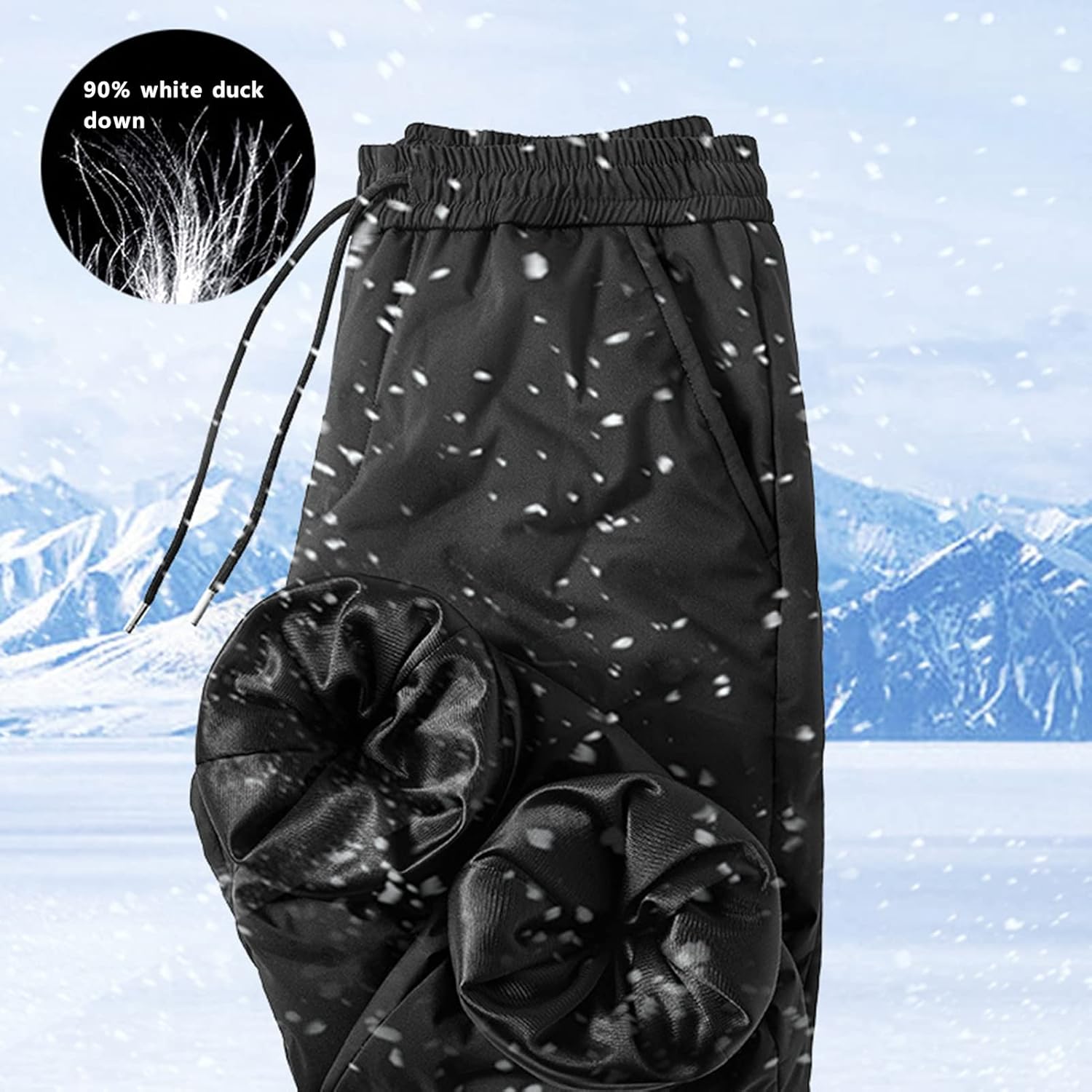 Men Women Ski Pants Snow Pants Warm Down Winter Waterproof Snowsuit Wind-Resistant for Outdoor Skiing Hiking