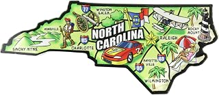 Colorful North Carolina State Map Acrylic Magnet, Scenic Landmark Fridge Souvenir, Collectible Travel Keepsake, 4.25 x 1.75 Inches
