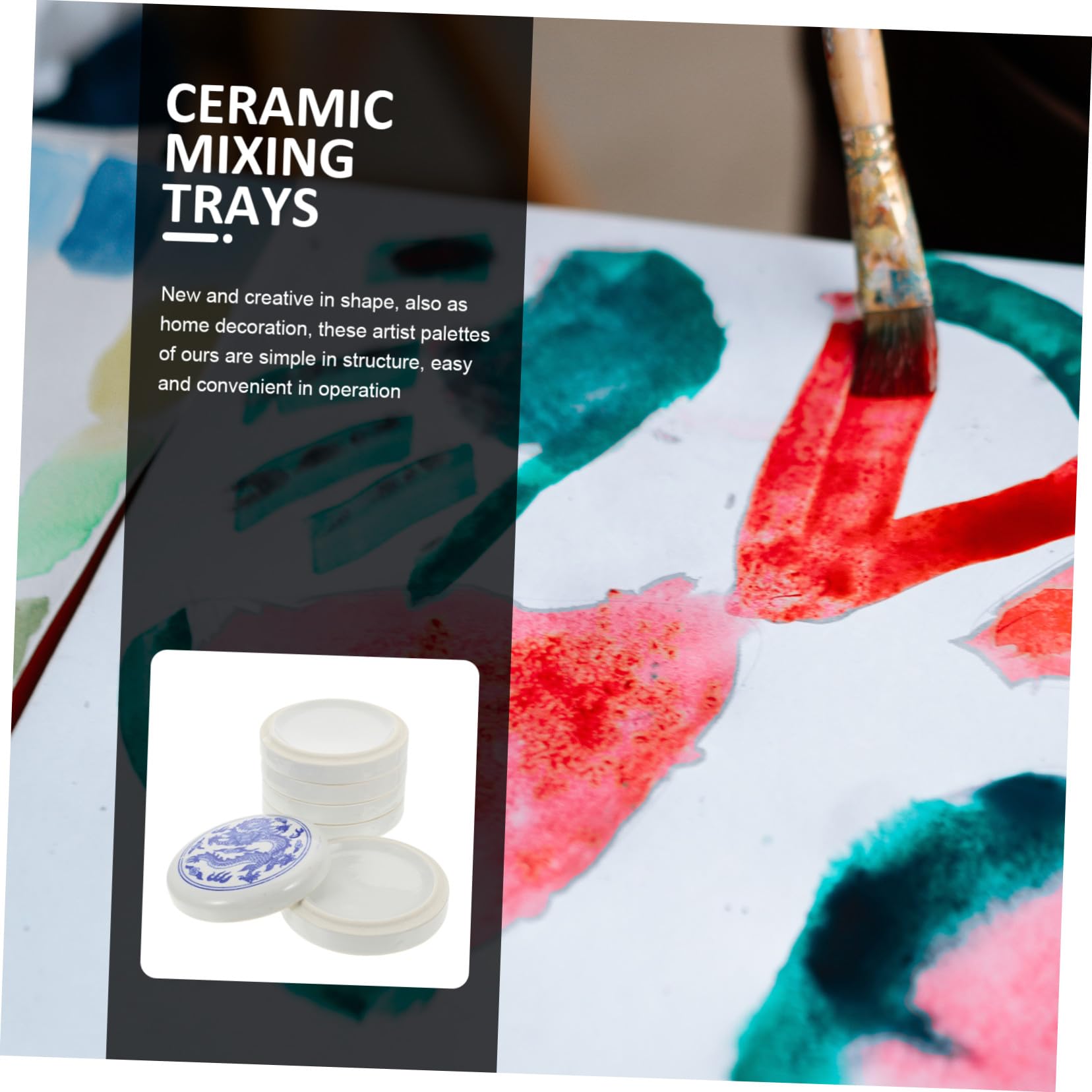 Keramik Mischpalette Stapelbar Langlebig Praktisches Aquarell Mischtablett für Künstler Malen DIY Malpalette für Anfänger und Profis