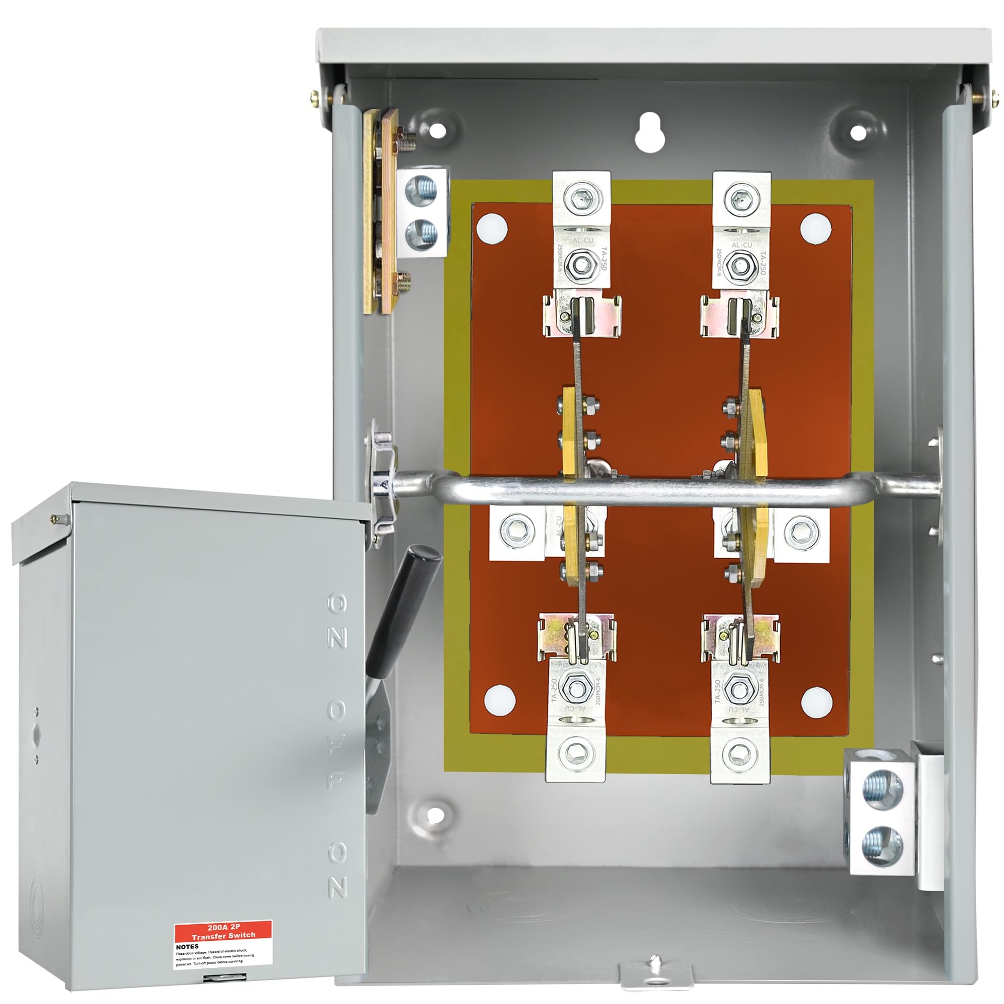 200 Amp Generator Transfer Switch, 120/240V 48000W Manual Transfer Switch for Home Generator, with Neutral Terminal, for Outdoor and Indoor, Multiple