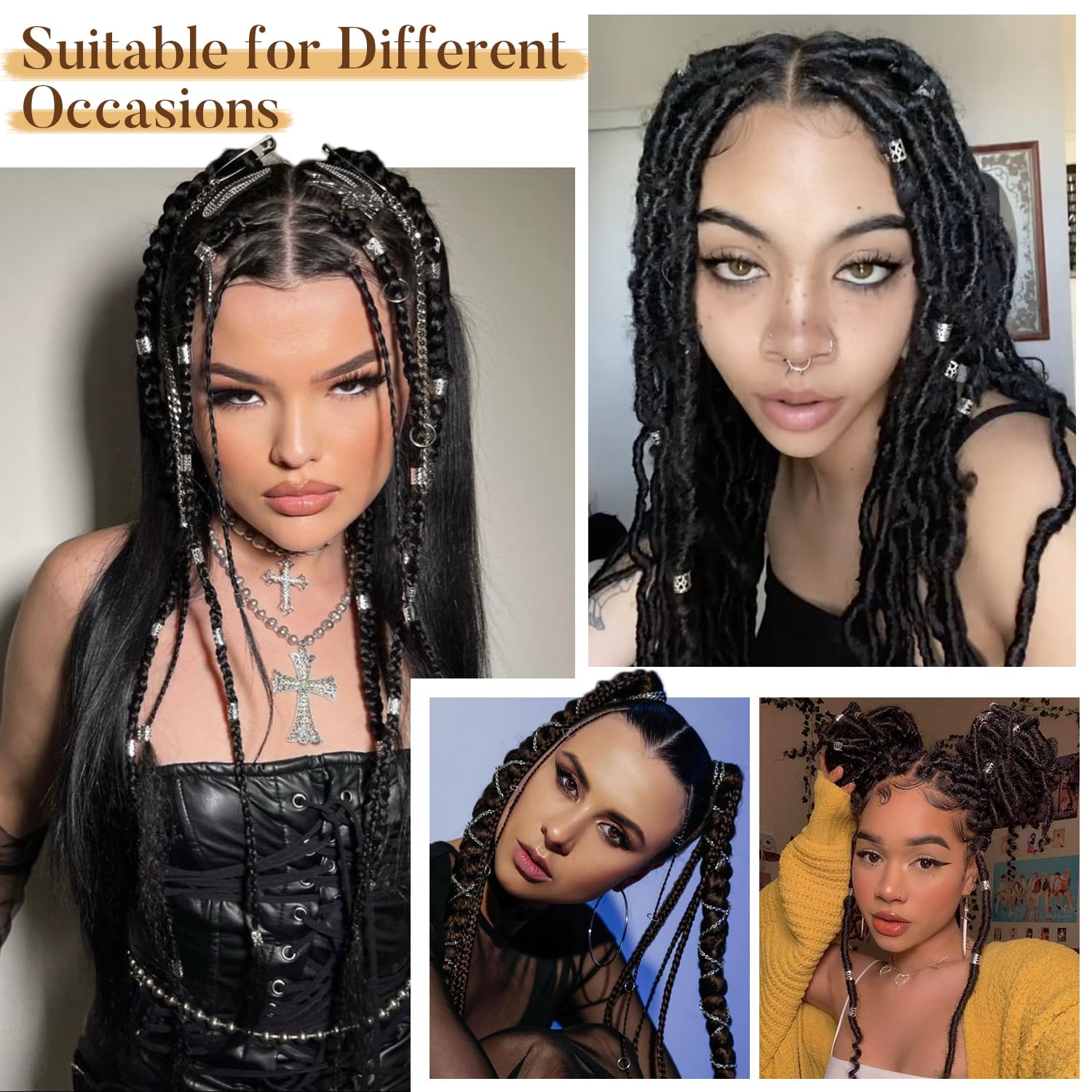 100 Pcs Hair Jewelry for Braids, Silver Loc Accessories Set image 5