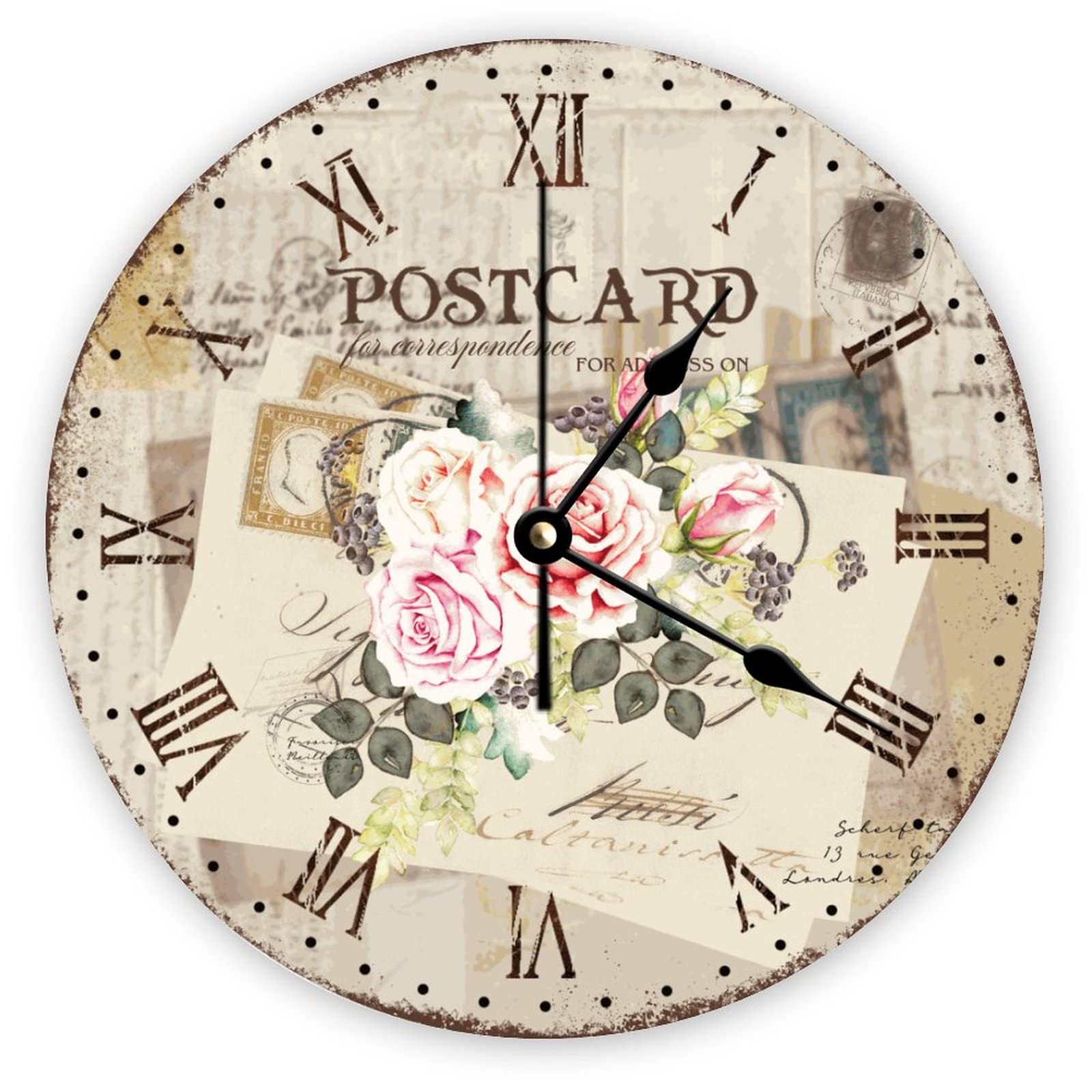 Horloge murale rose vintage Mighun pour salon et chambre romantique