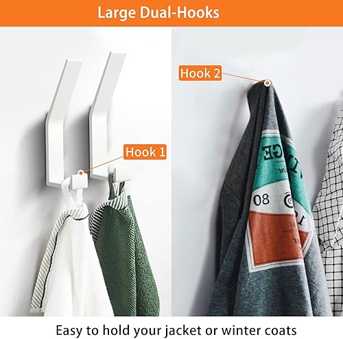 Miniatura 9 de KYOEON Perchero montado en la pared, paquete de 2 ganchos plateados para cuerda de toalla de baño, para cocina, puerta, gabinete, baño, vestíbulos,