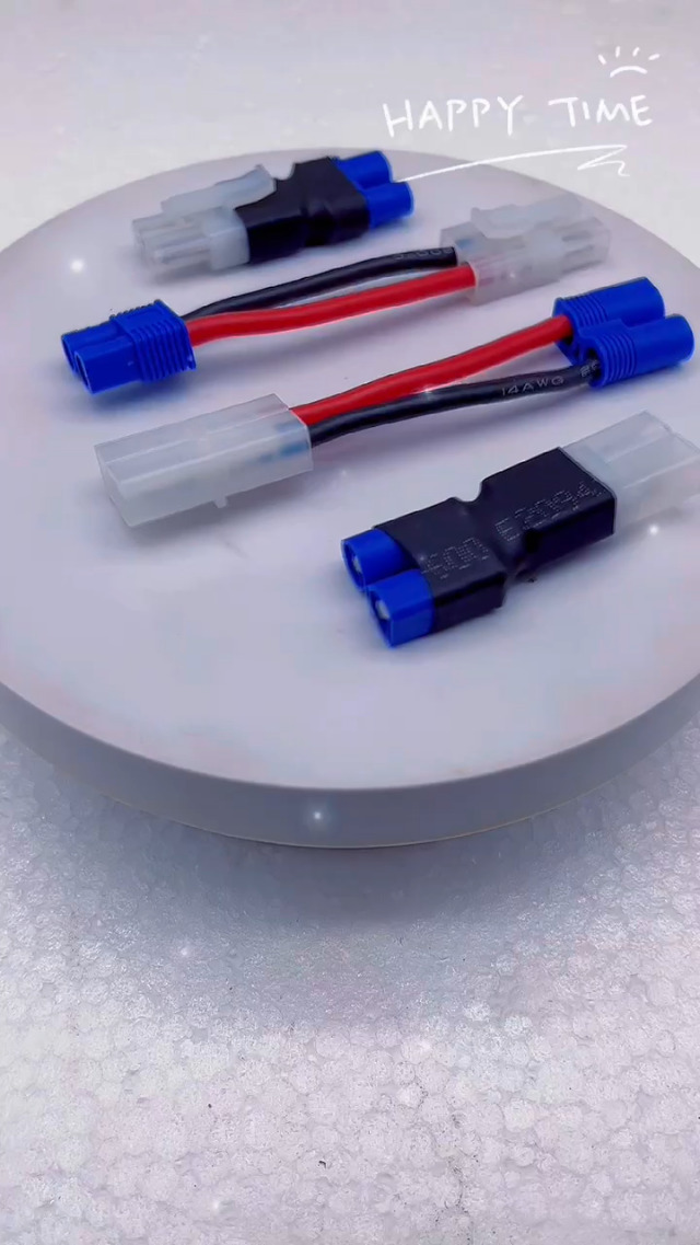 Pack De 4 Adaptadores Conector Tamiya Hembra A EC3 Macho Con Cable 14AWG De 5 Cm Para Baterías Y ESC