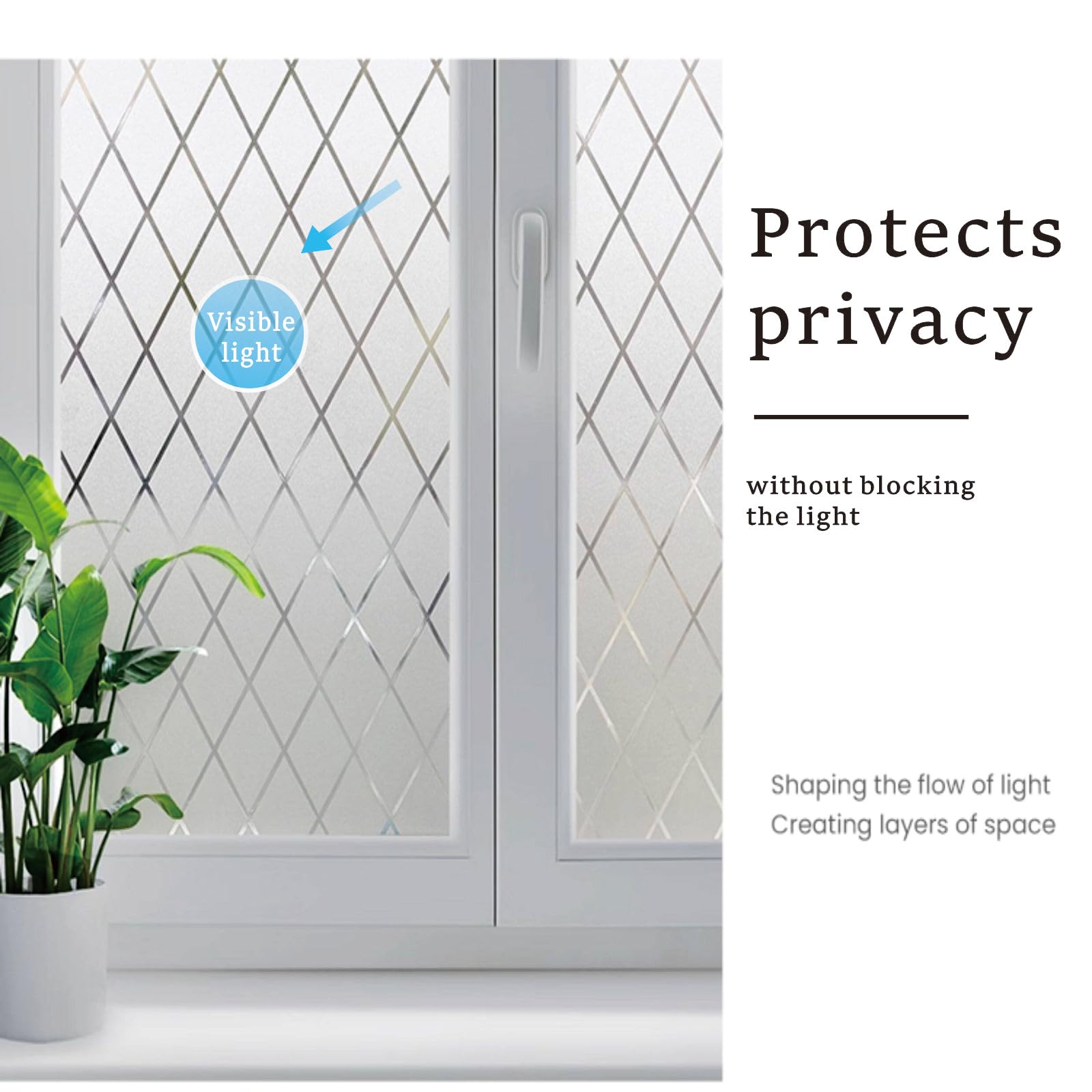 Pellicola Privacy 120 x 200 cm Opaca e Statica Adesiva Senza Ritagliabile Anti Uv, Protezione Della Privacy, Anti UV Antisguardo Vetri Finestre per Casa, Diamante