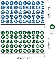 Vista 2 de 12 hojas de 600 calcomanías de vinilo para números, de 1 a 50 etiquetas de números consecutivos, calcomanías de inventario autoadhesivas
