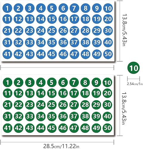 Miniatura 2 de 12 hojas de 600 calcomanías de vinilo para números, de 1 a 50 etiquetas de números consecutivos, calcomanías de inventario autoadhesivas