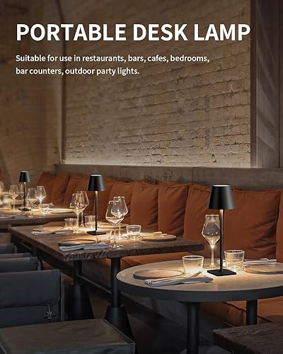 Vista 12 de KDG Paquete de 2 lámparas de mesa inalámbricas, lámpara de escritorio LED portátil, funciona con batería de 4000 mAh, atenuación continua de 3