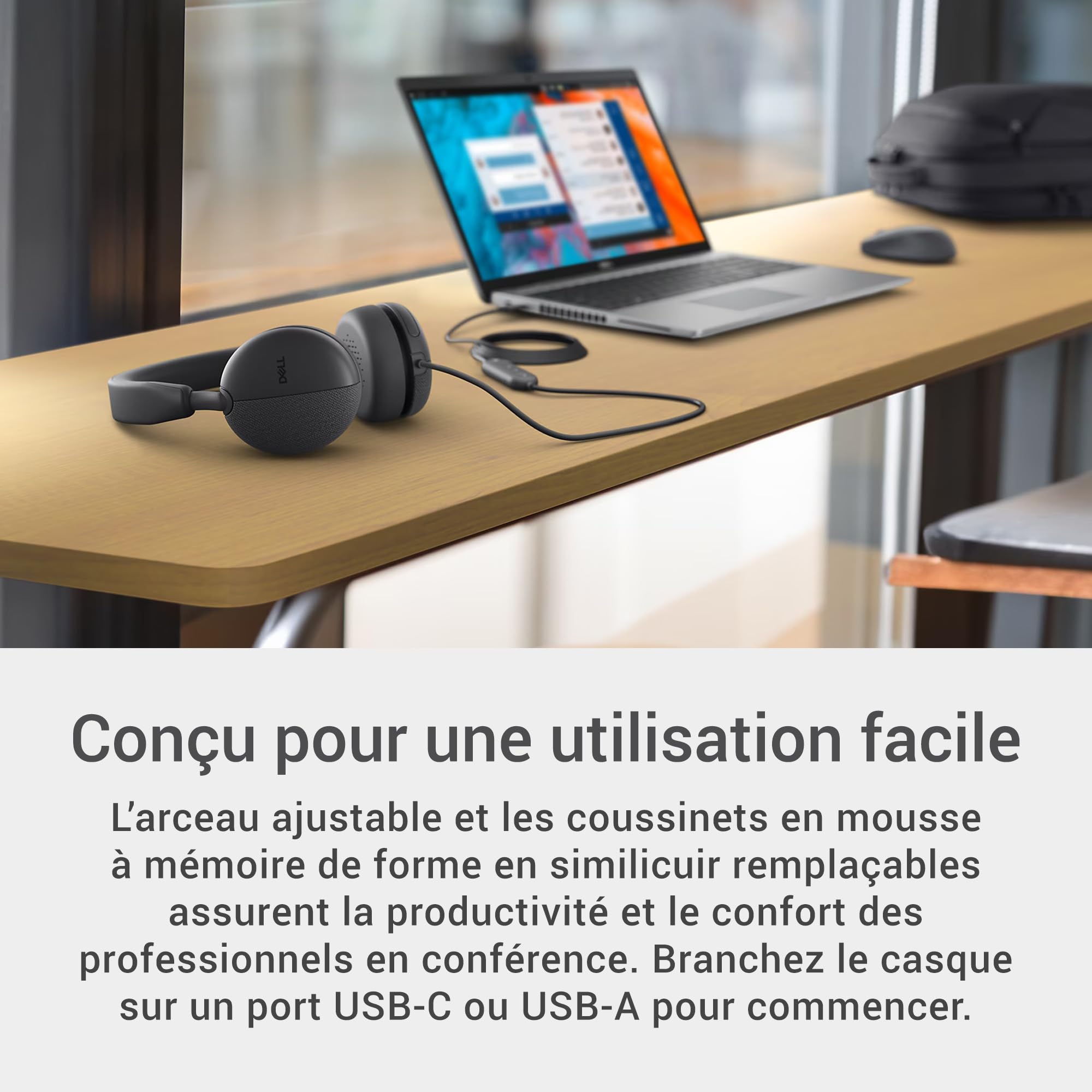 Dell Pro Plus Headset Casque Filaire ANC WH5024, Micro IA, Certifié Teams