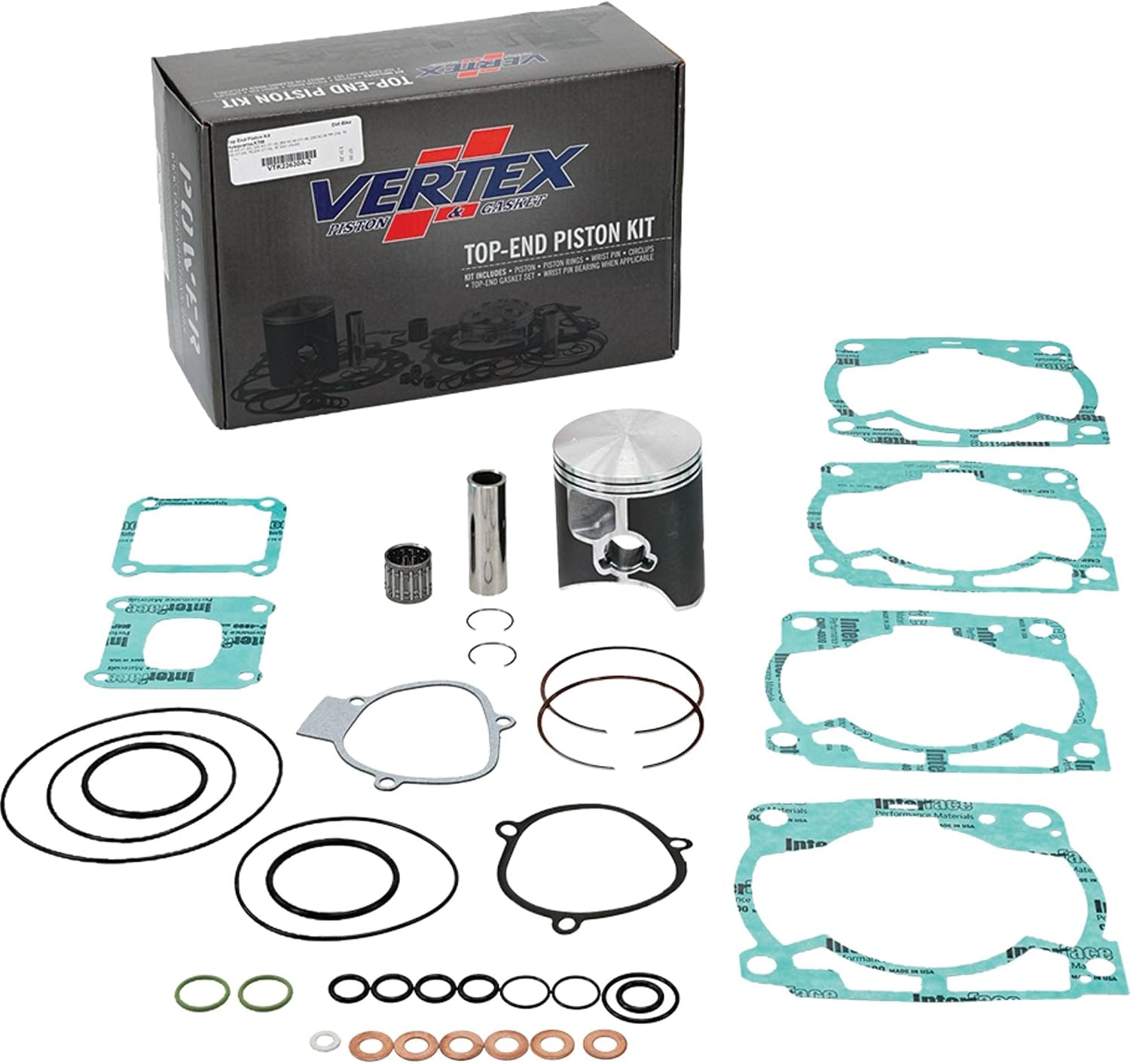 Vertex VTK23630A-2 Top End Piston Kit Compatible with/Replacement For Husqvarna TC 250 2017-2022, TE 250 2017-2018, 2023, TE 250 i 2018-2022, KTM 250 SX 2017-2022, 250 XC 2017-19, 250 XC TPI 2020-22