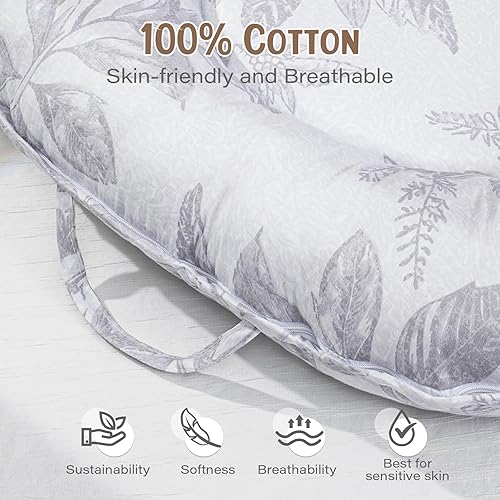 Miniatura 3 de HKAI Tumbona para bebé asiento de piso para bebés de algodón suave para recién nacidos a 24 meses, artículos esenciales portátiles para bebés para