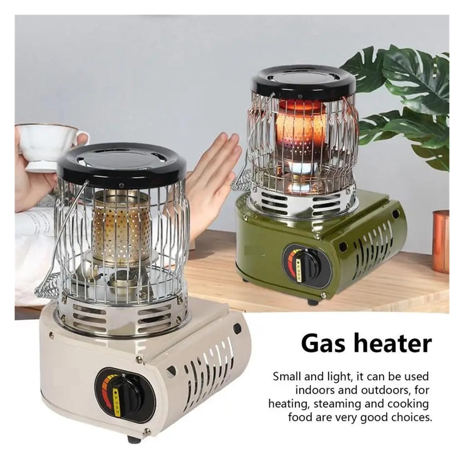 Outdoor Camping Piecyk Gazowy Przenośny Grzejnik Na Propan Elektroniczne Urządzenie Zapłonowe Ogrzewacz Dłoni Palnik Namiotowe Piece Podgrzewacz łAtwe W Przygotowaniu(Green)