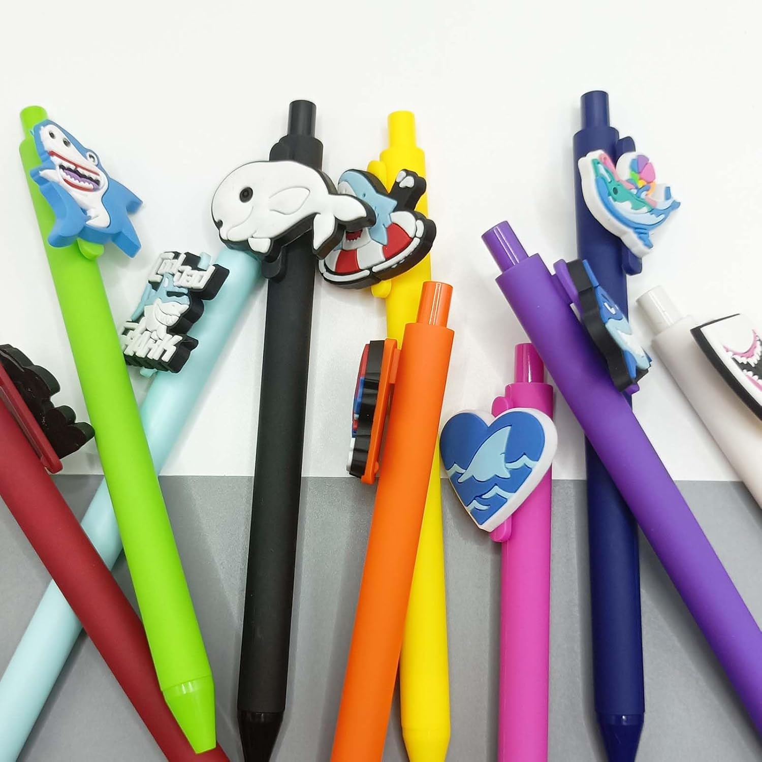 Cute Cartoon Ocean Sea Themed Shark Fish Gel Pens Novelty Dolphin Whale Black Ink Pen Kawaii Japanese Stationery Supplies Gifts(10 Pcs)