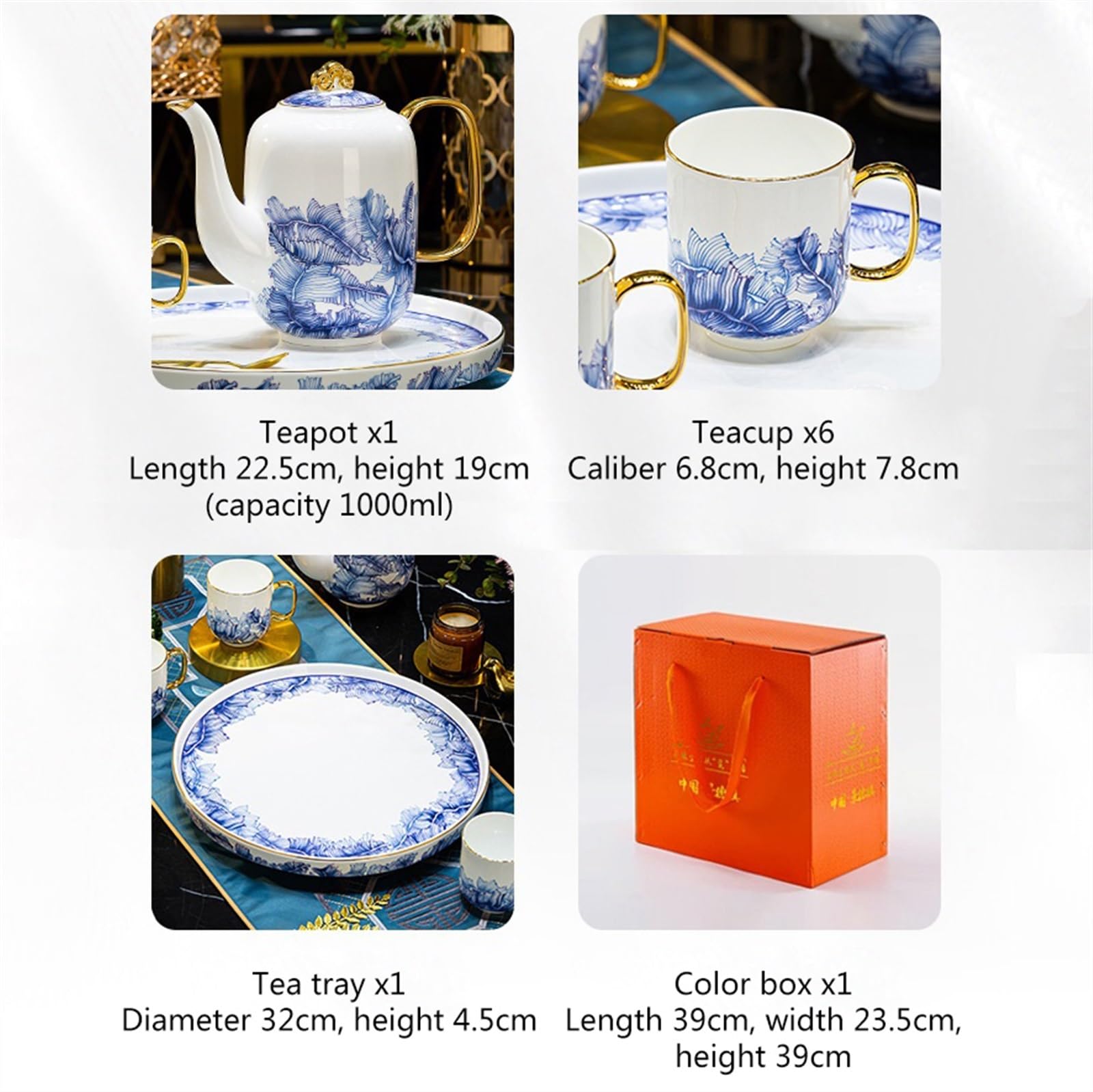 Brocca Set teiera in ceramica da 8 pezzi con tazza d'acqua e vassoio