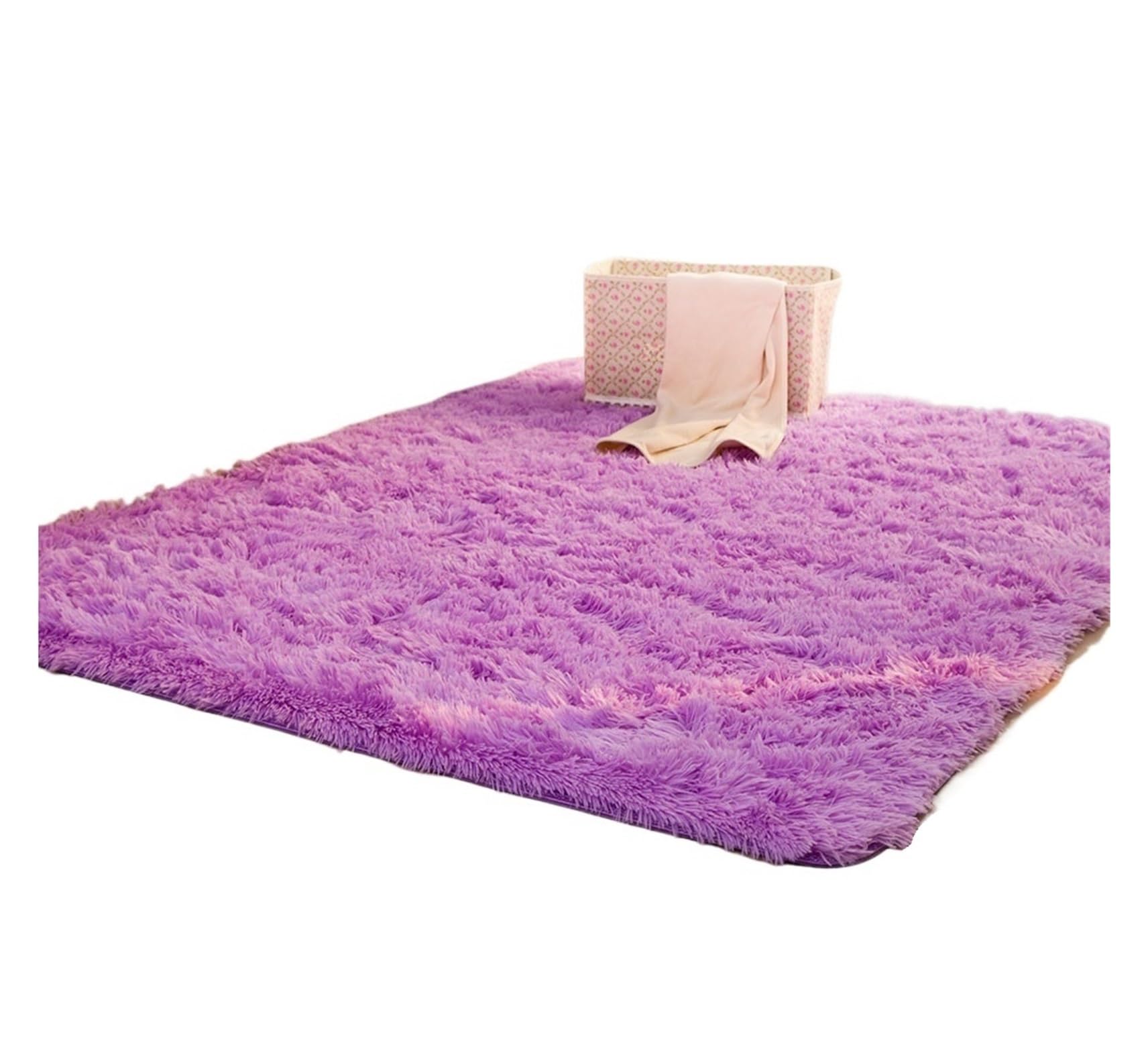Tapis de chevet anti-froid violet en peluche douce 80x160cm pour sol de chambre