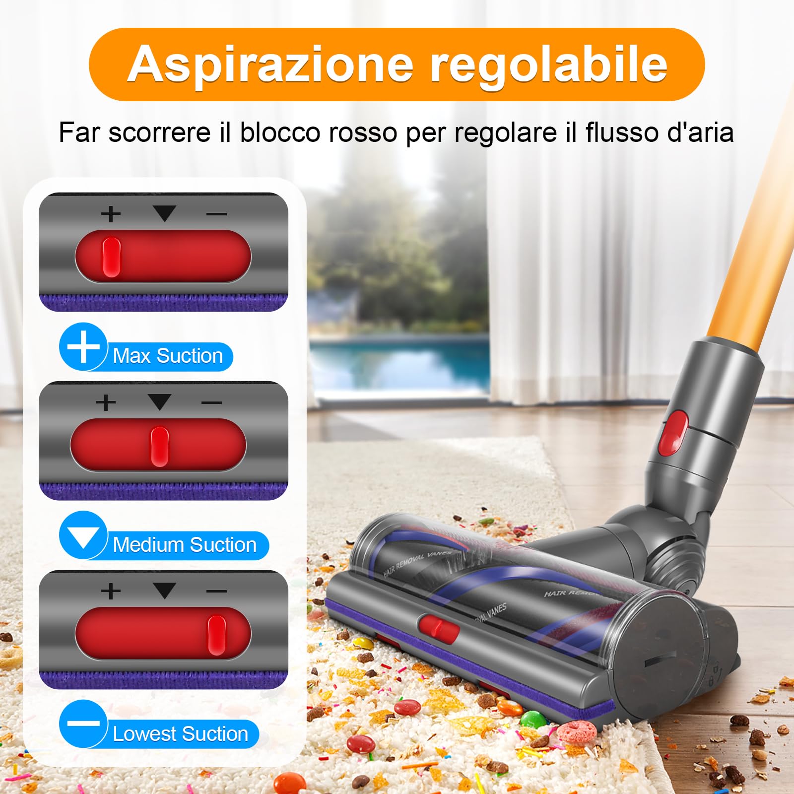 V11 V8 Spazzola High Torque per Dyson V11 V8 V15 V10 V7 Spazzola Pavimenti Ricambi per Dyson Testa Spazzole Motorizzata Elettrica Aspirapolvere Accessori per Parquet Pavimenti Duri Tappeti