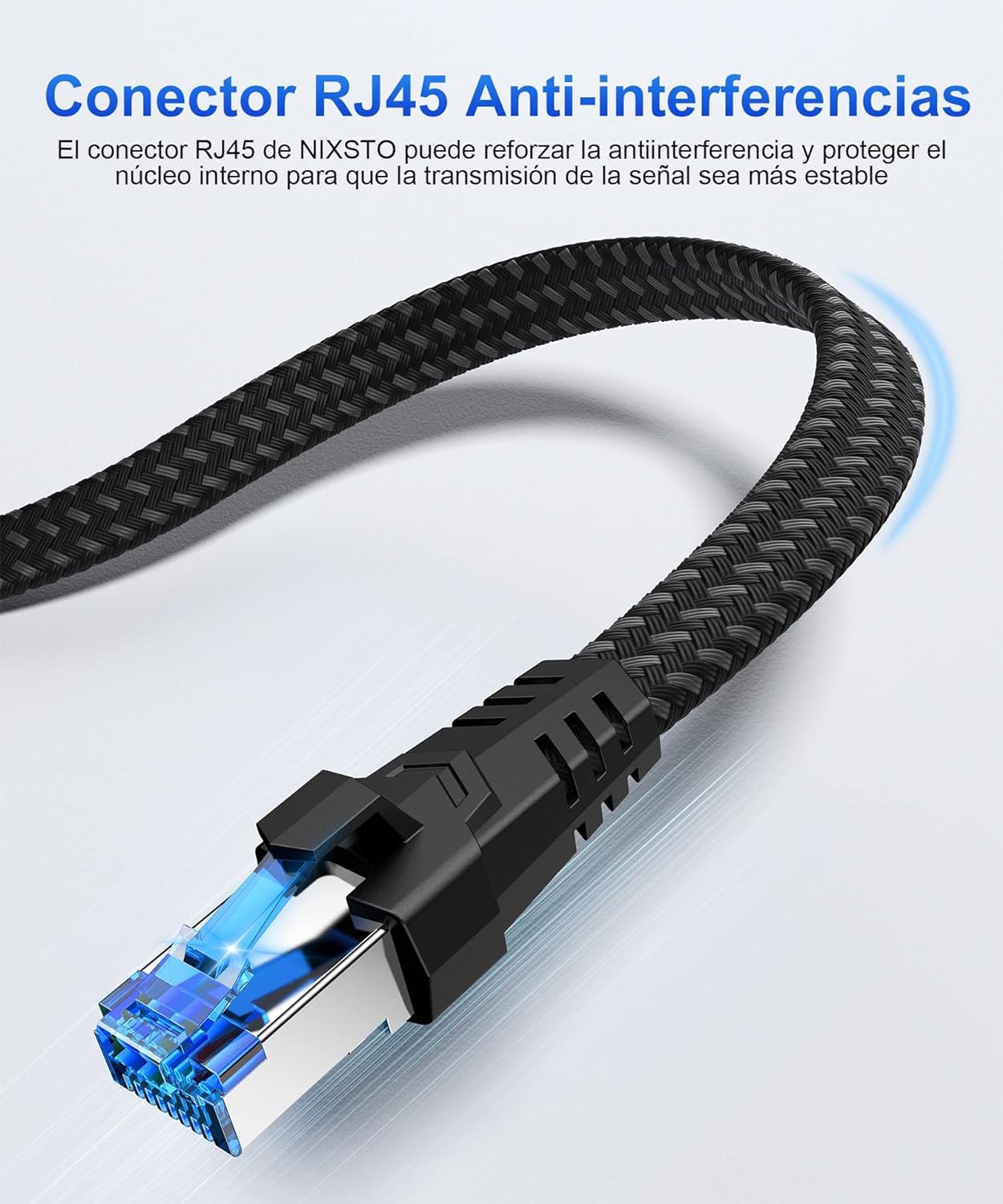 Cable Ethernet Cat 8- 0.5M 1M 5M 10M 15M 20M 30M Cable de Red, 40Gbps 2000MHz Alta Velocidad Cable Lan, Plano RJ45 Gigabit POE Trenzado de Nylon Cable Internet para PC, TV, Modem,Regalo para Gamer