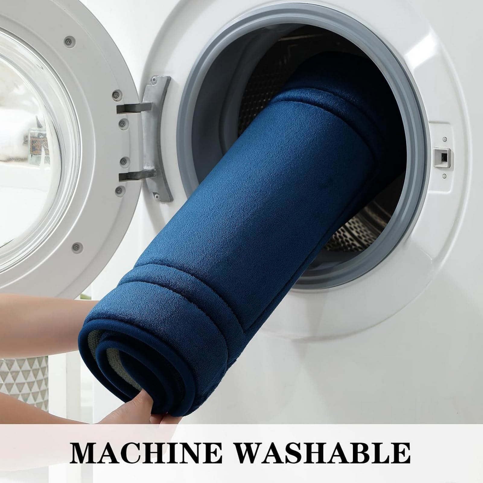 Rutschfester Memory Foam Badezimmerteppich U-förmiger Toilettenvorleger saugfähige marineblaue Badematte 40 x 50 cm weich und perfekt für Wohnkultur