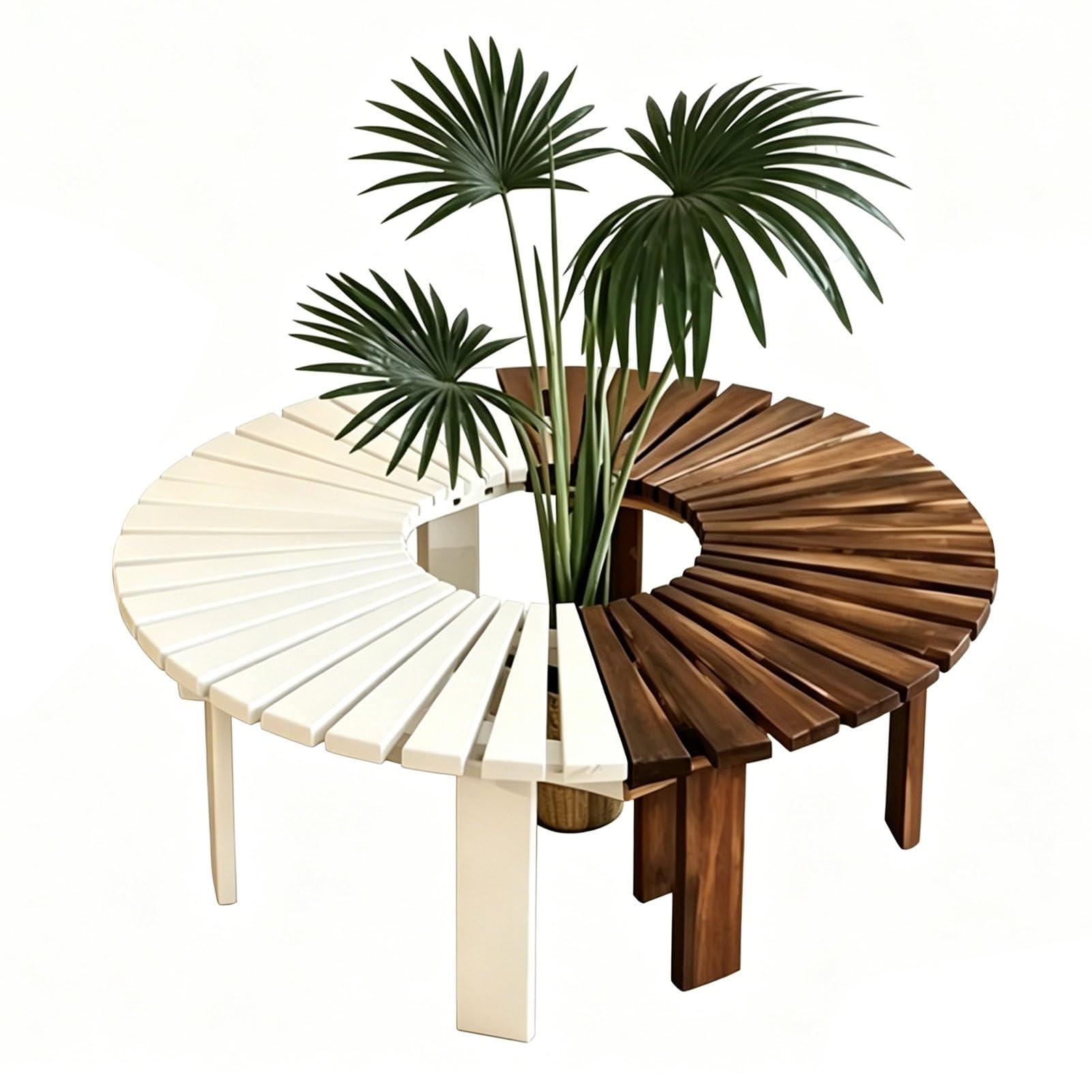 Banco de jardín resistente a la intemperie con asiento de listones de madera