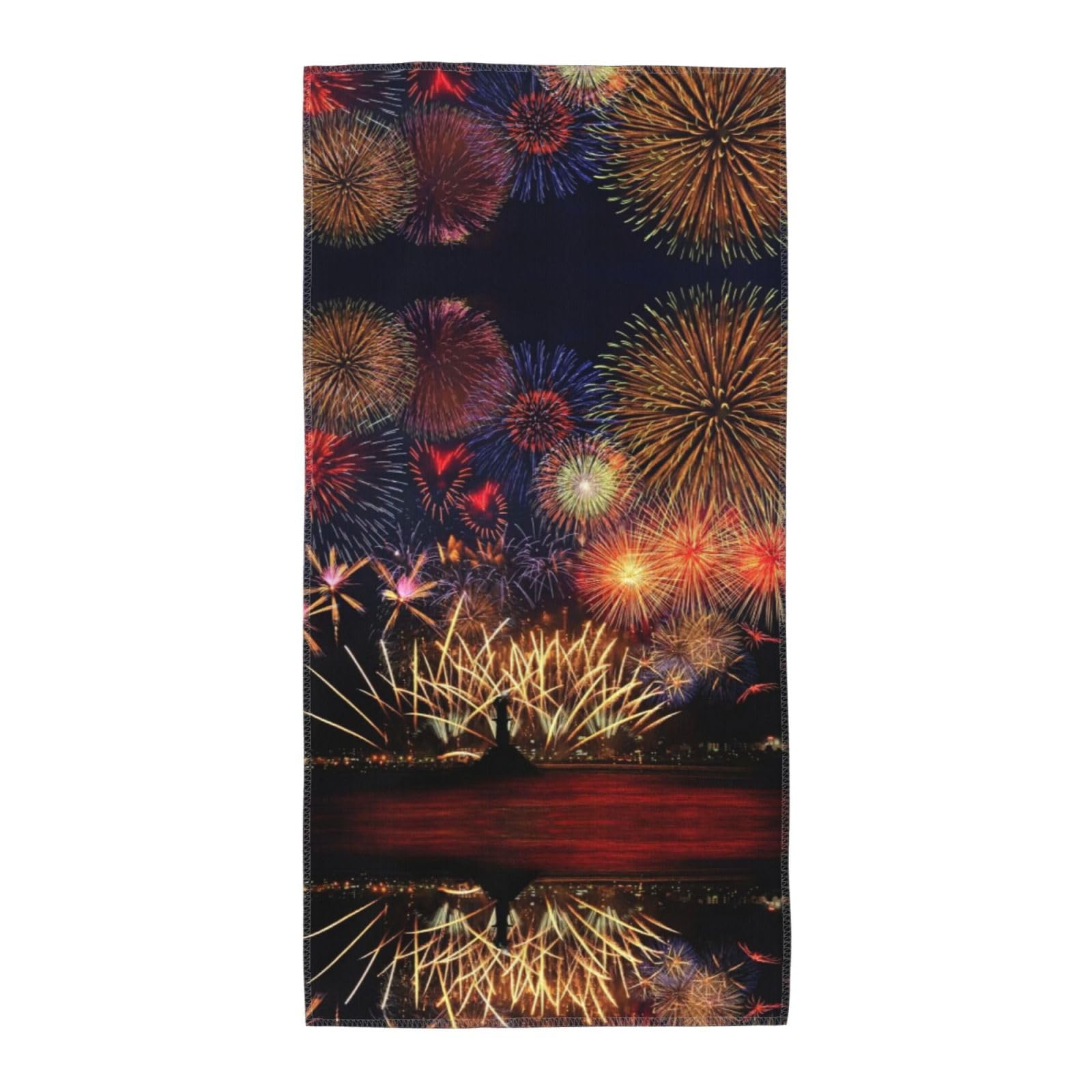 WYCZHY Fireworks Printed Quick Dry Beach Towel For Camping Travel Vacation