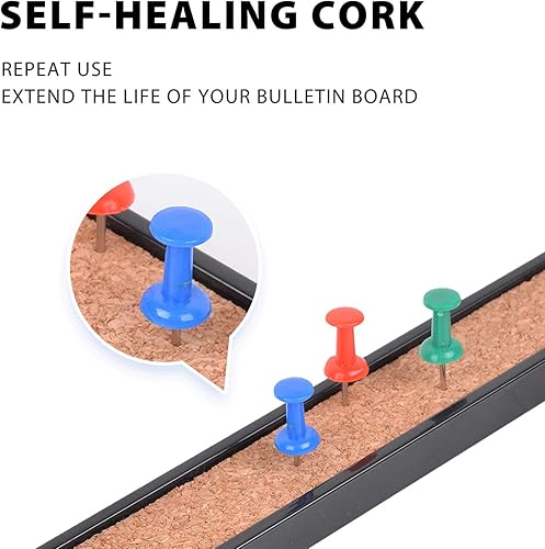 Miniatura 7 de Tira de barra de anuncios, tablero de corcho, 15 x 1 pulgada, aula, oficina, cubículo, marco de aluminio (negro)
