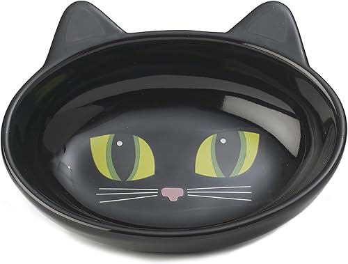 PetRageous 10011 - Cuenco ovalado de cerámica para gatos de 5.5 pulgadas de ancho y 1.5 pulgadas de alto, con capacidad de 5.3 onzas y apto para