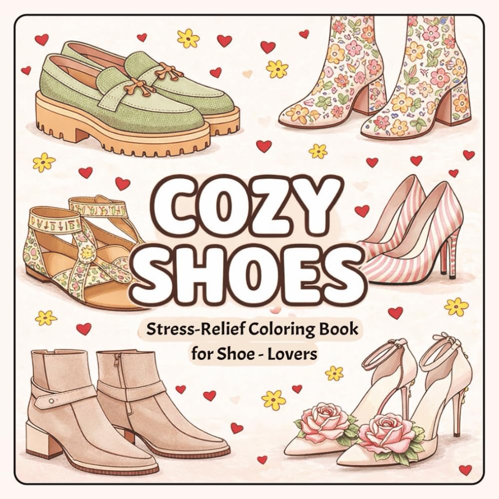 COZY SHOES: Stress Relief Coloring Book for Shoe Lovers | 100 pages