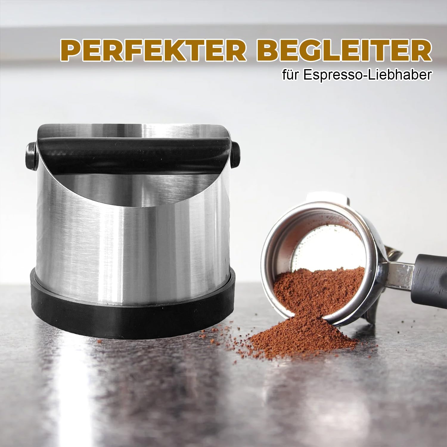 Abklopfbehälter für Siebträger: 700 ml Edelstahl Knock Box Espresso - Kaffee Abschlagbehälter & Siebträger Zubehör für Delonghi Sage Ninja Siebträgermaschine - Sauberes Kaffeesatz-Recycling