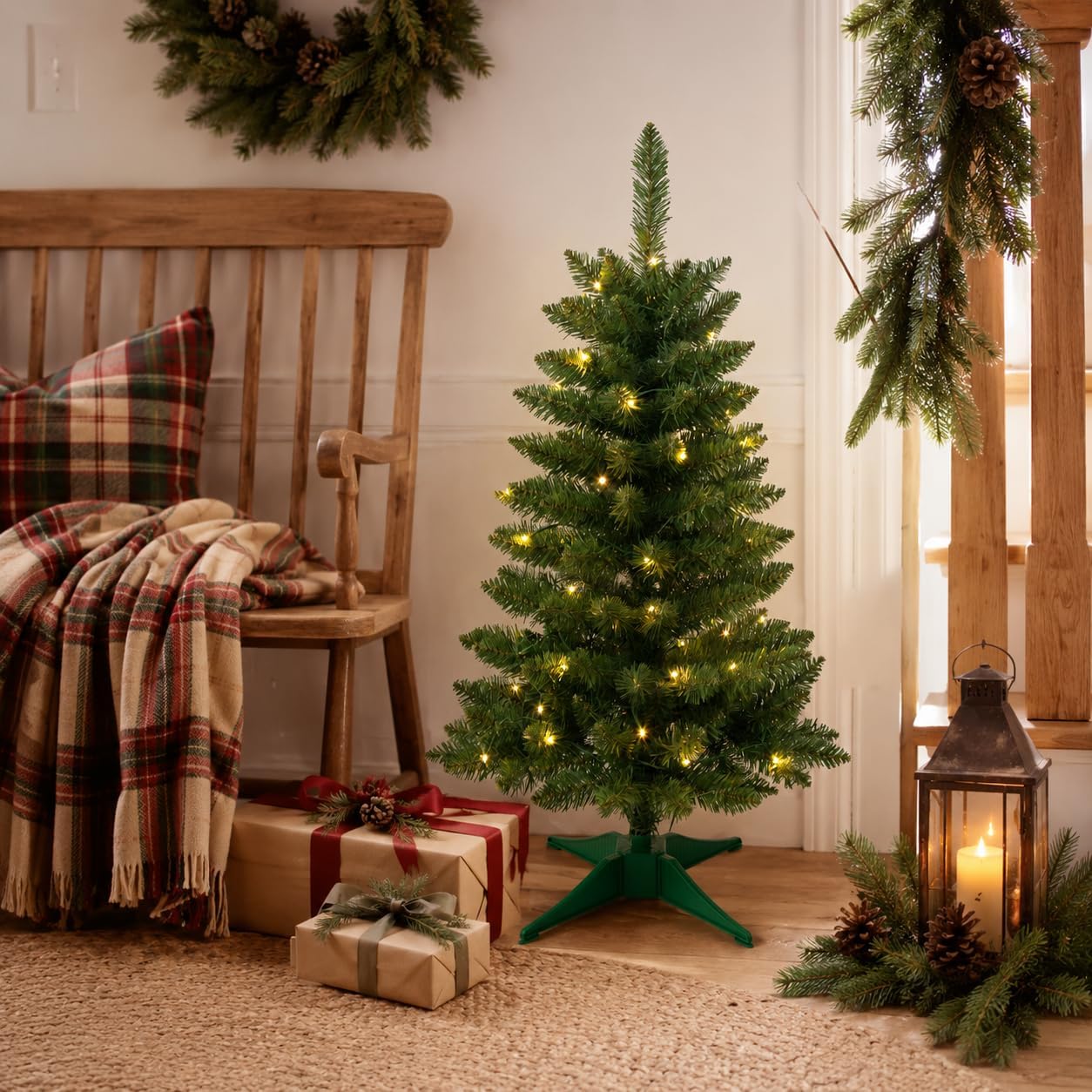 small christmas tree 3ft artificial desktop xmas tree for holiday decor 160 branch tips,green green 3ft