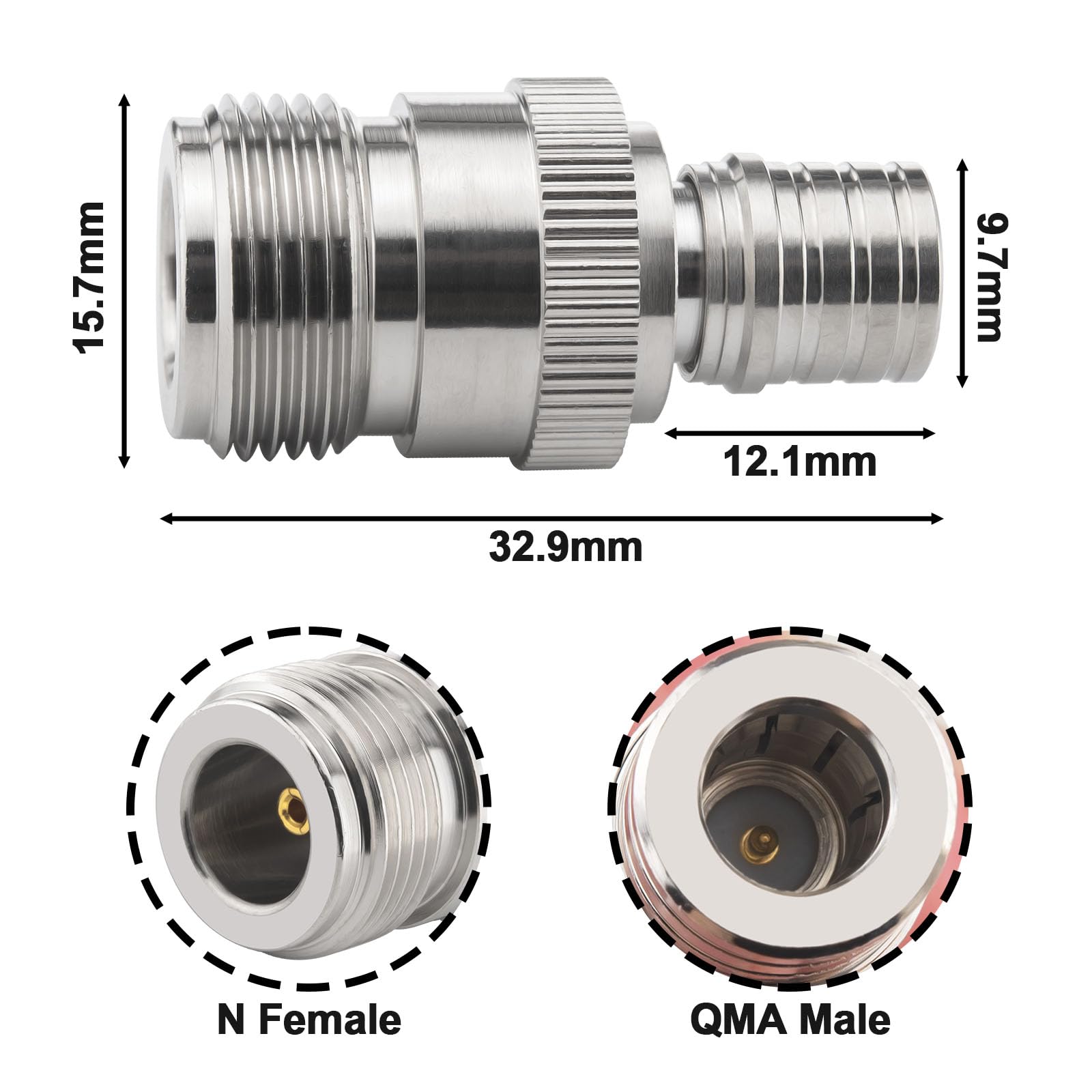 onelinkmore Adaptateur N femelle vers QMA mâle, connecteur RF 6 GHz pour station de communication cellulaire 5G mmWave/Satcom, système d'antenne 4G/5G, transmission de signal, routeur WiFi (QMA mâle