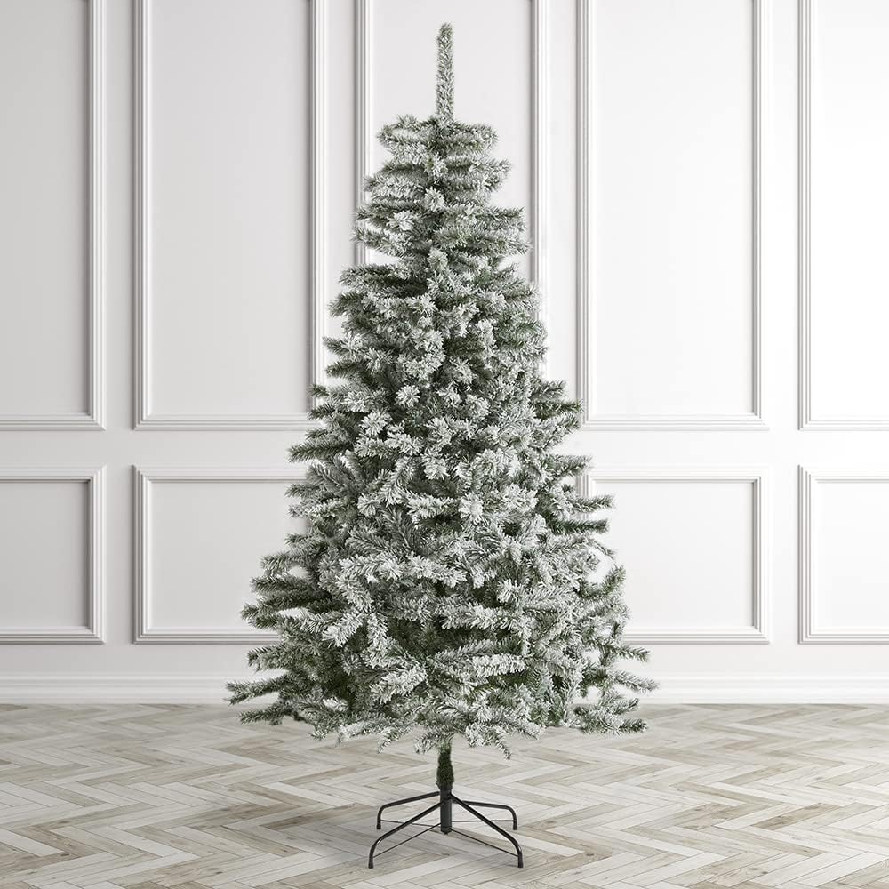 PaMeer® Winter Wonderland Charm: Festive Feeling 6ft Snowy Christmas Tree with Easy Assembly, Sturdy Stand, and 436 Tips for Lush Elegance