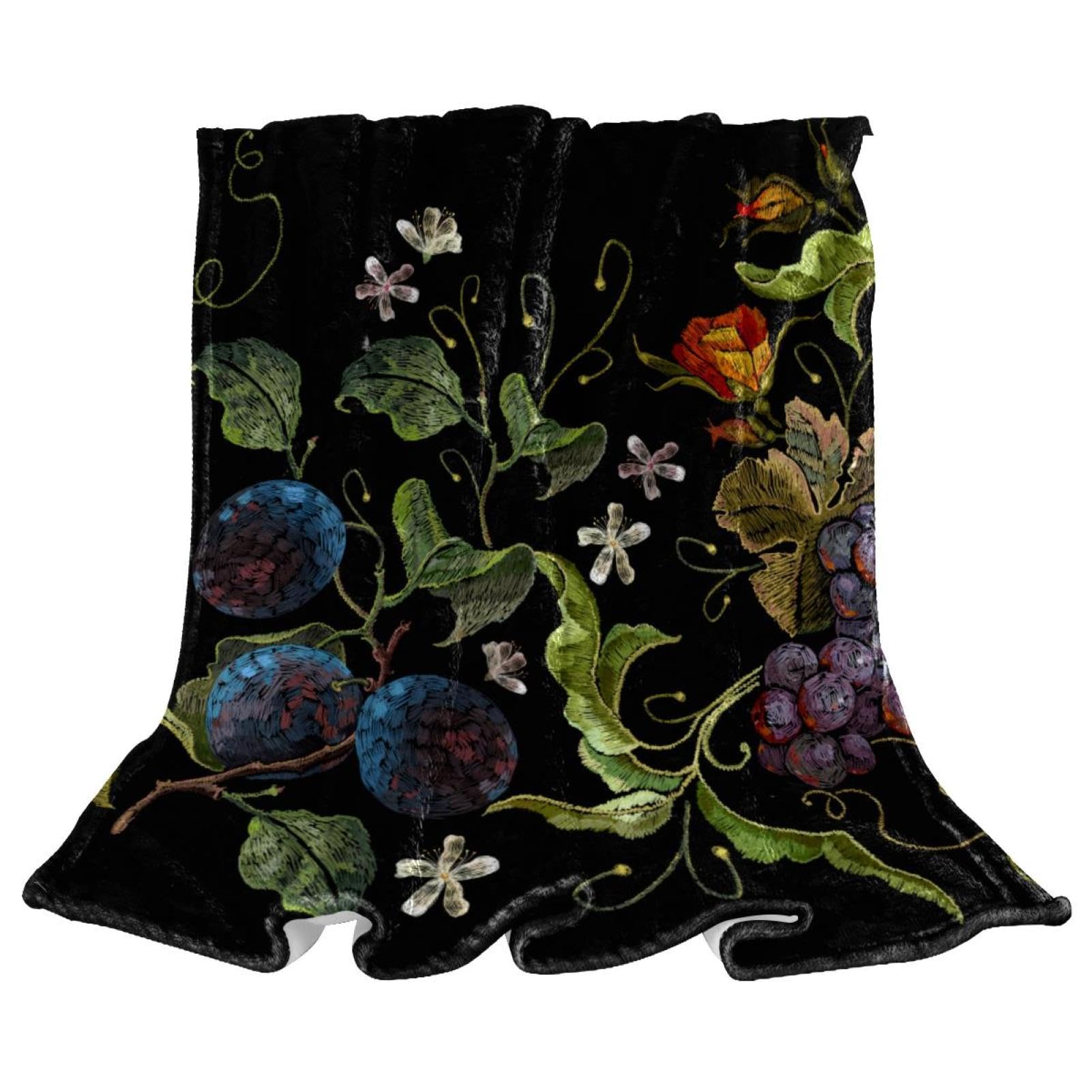 Couverture polaire lit plaid chaud doux fleur de raisin 150x200cm pour canapé