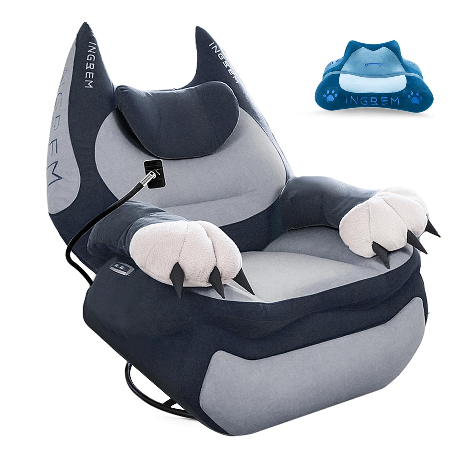 INGREM Smart Recliner with Adjustable Settings, Voice-Activated Home Theater Gaming Seat Rocker, Electric Lounge Chair Featuring USB Port ,Phone Holder and Cat Claw Armrest